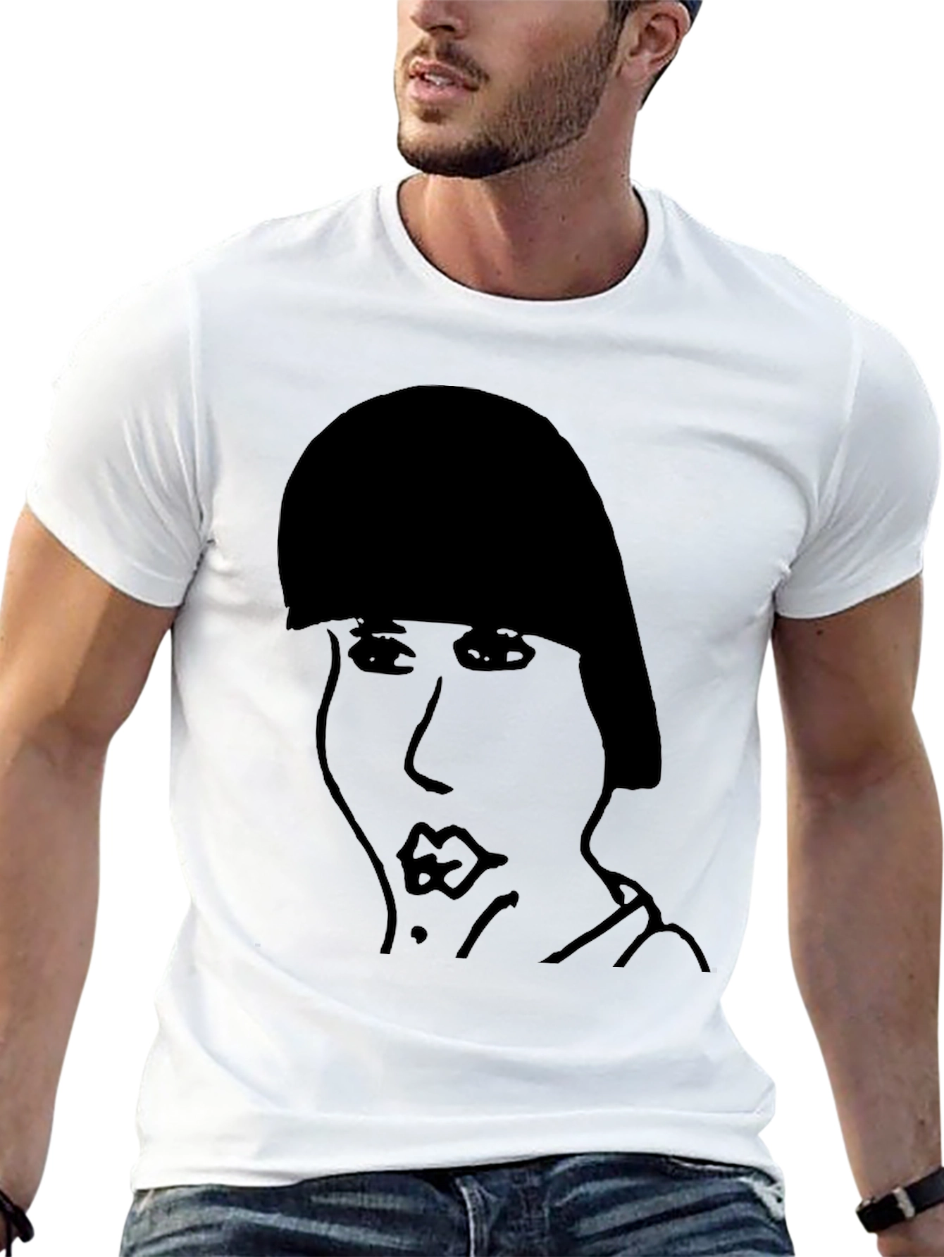 Abstract Face Graphic Black T-Shirt