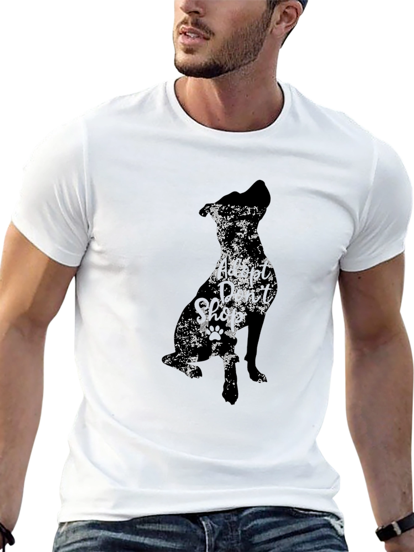 Distressed Dog Silhouette Black T-Shirt