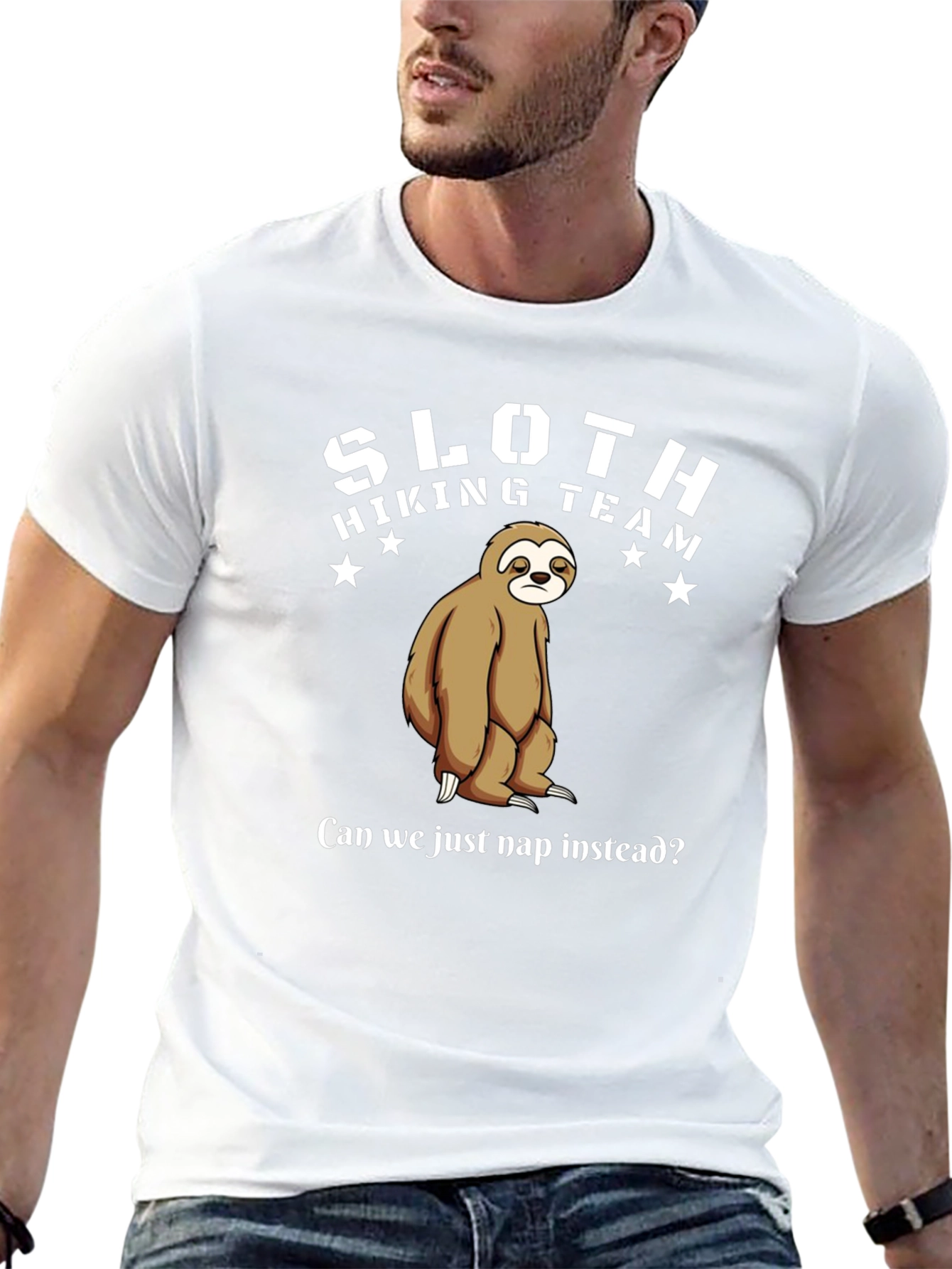 Sloth Hiking Team Funny Graphic Tee