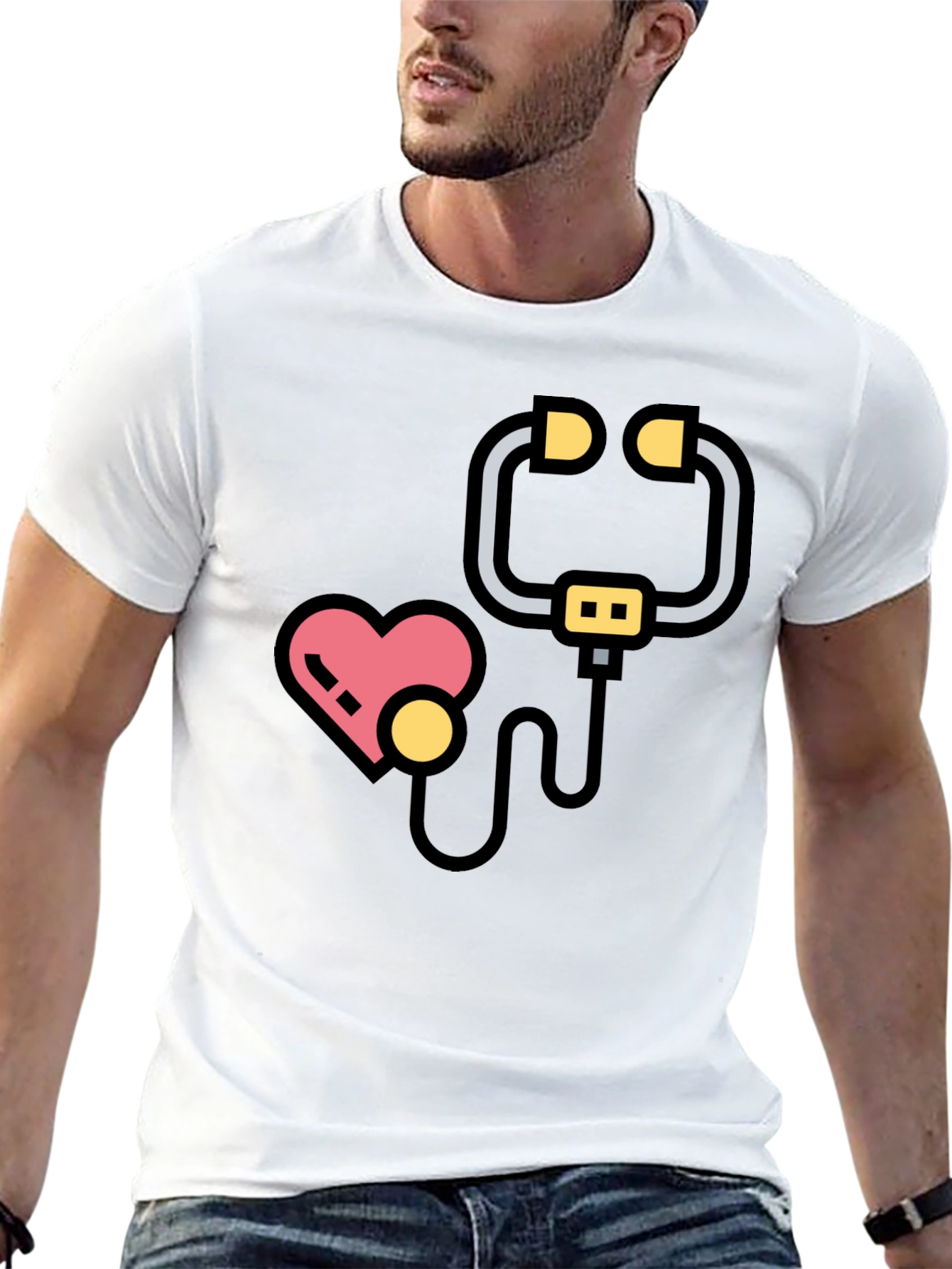 Heartbeat Stethoscope Graphic Tee - Medical Love