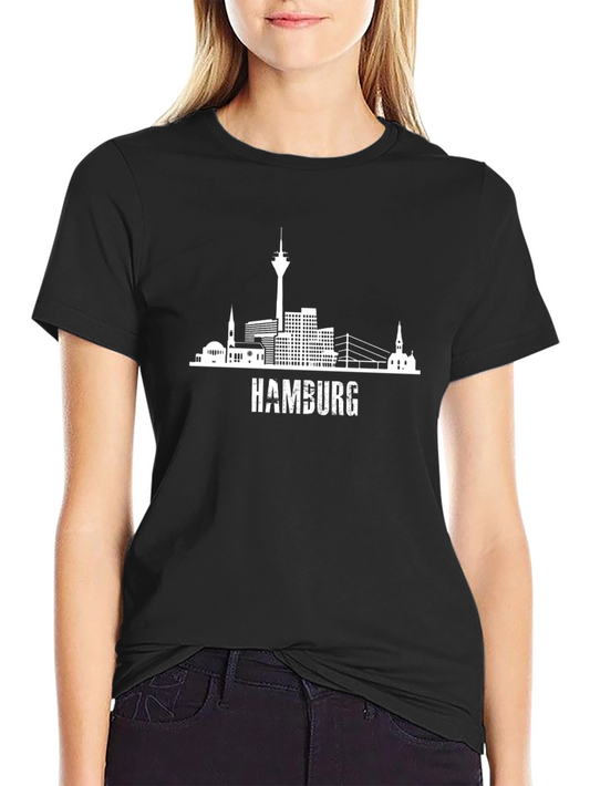 Hamburg Skyline Graphic T-Shirt - Black
