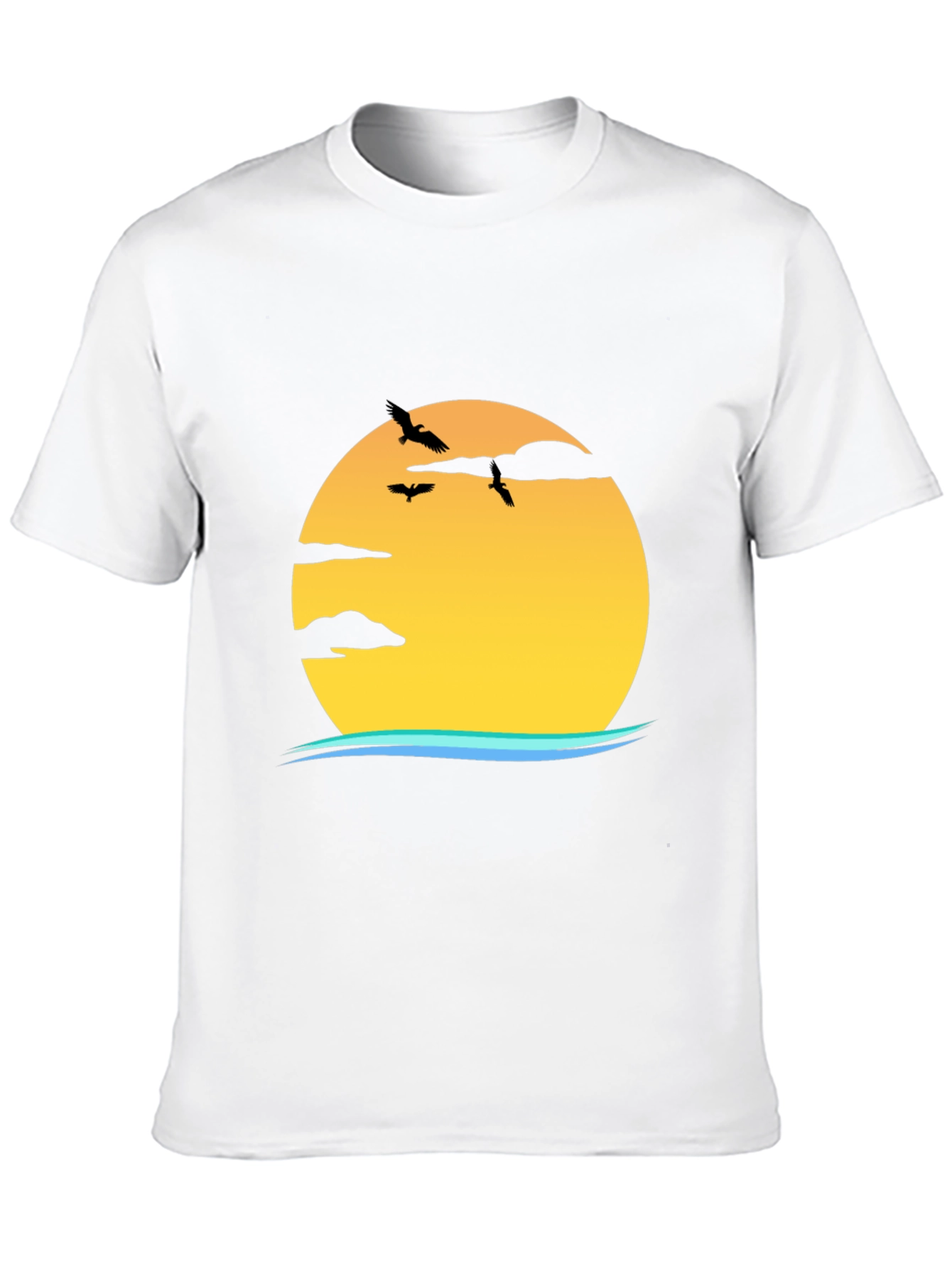 Sunset Bird Graphic Tee - Casual Black T-Shirt