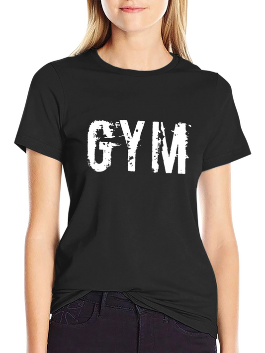Gym T-Shirt - Distressed Print Black Cotton