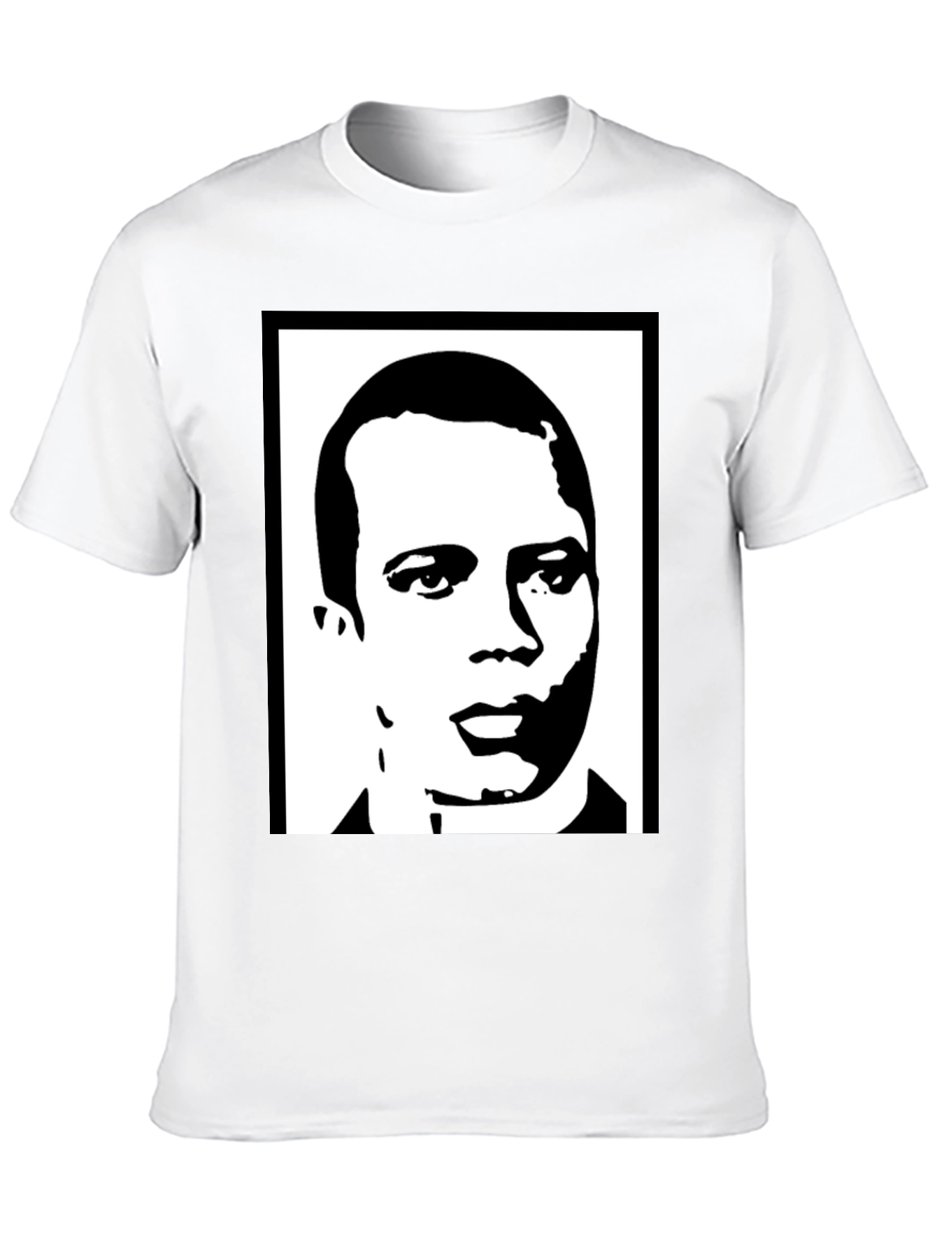 Black T-Shirt with Portrait Graphic