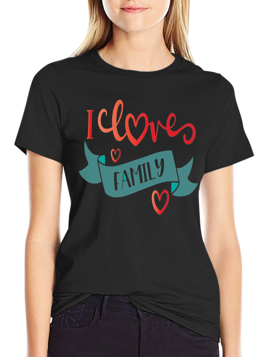 I Love Family Black Graphic Tee