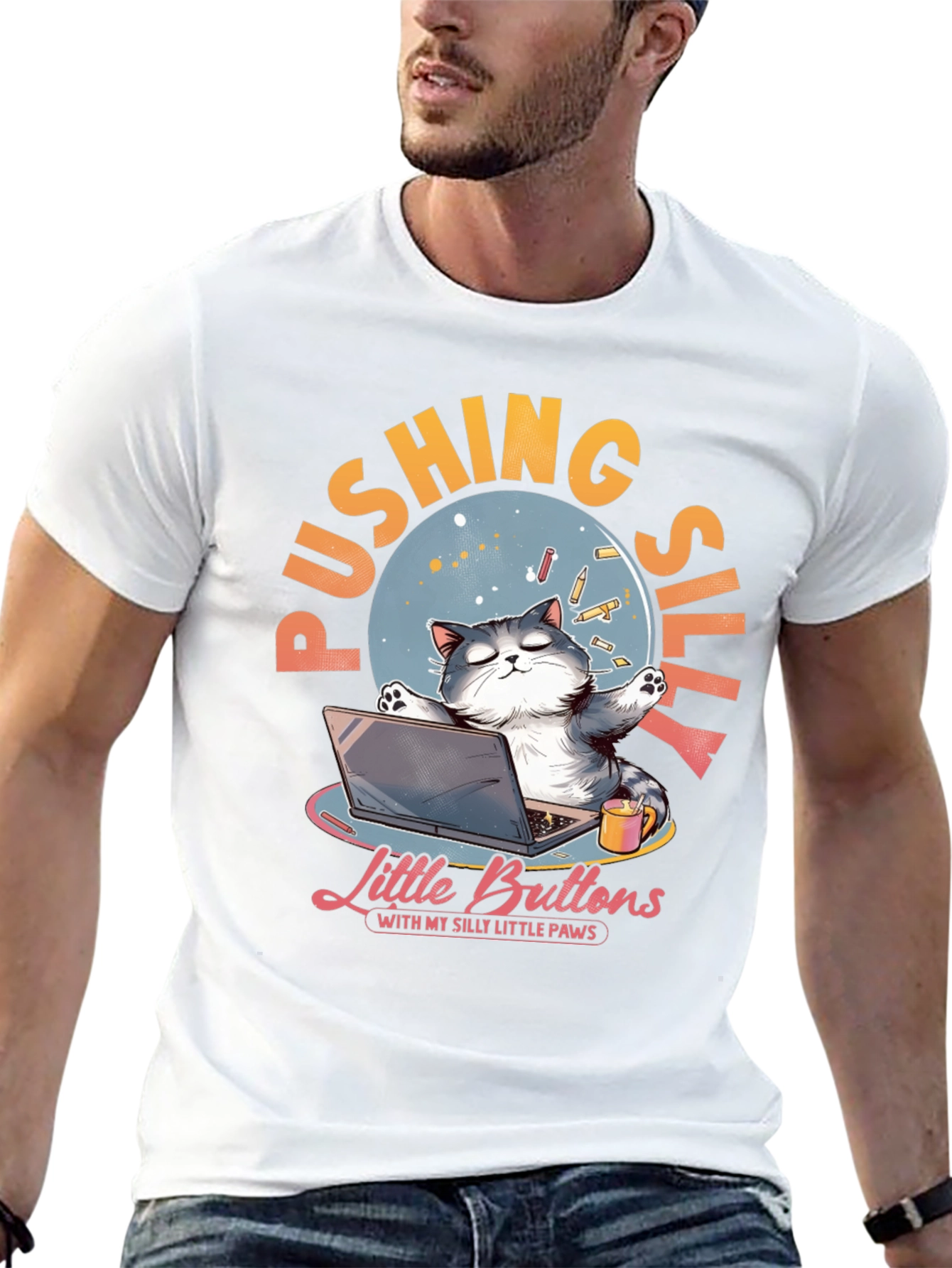 Silly Cat Laptop T-Shirt