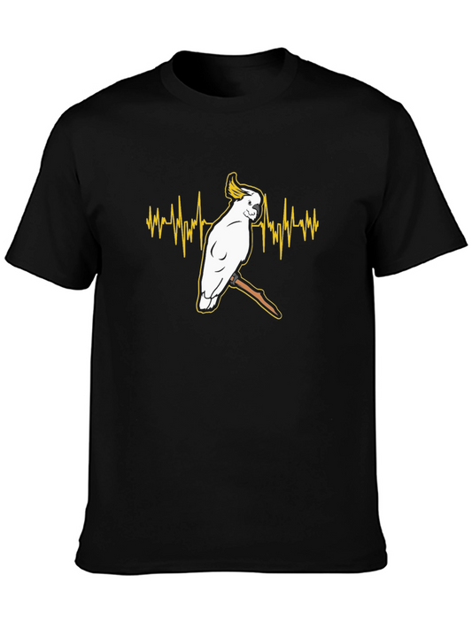 Cockatoo Heartbeat T-Shirt - Black Cotton Tee