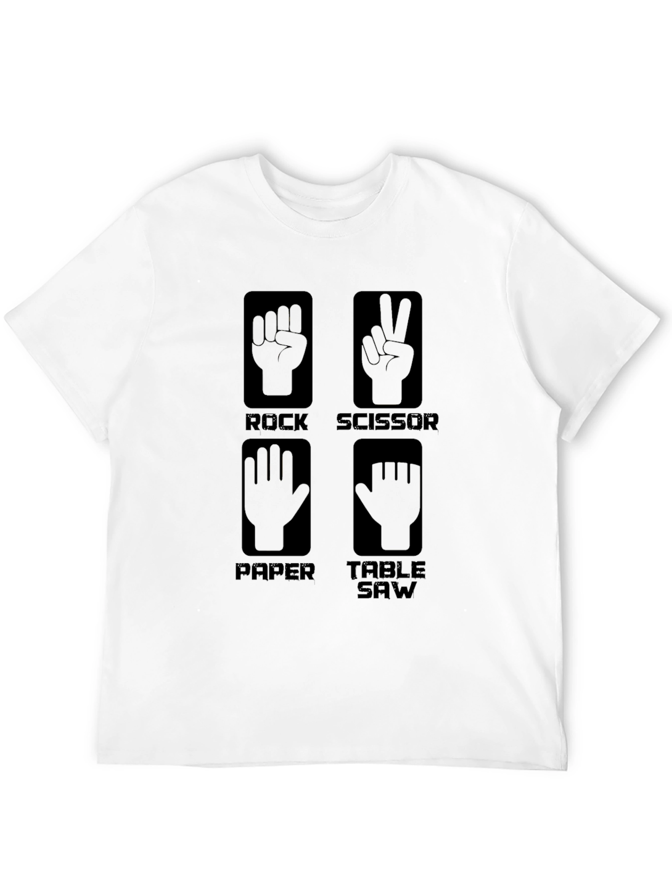 Rock Paper Scissor Table Saw Black Graphic T-Shirt