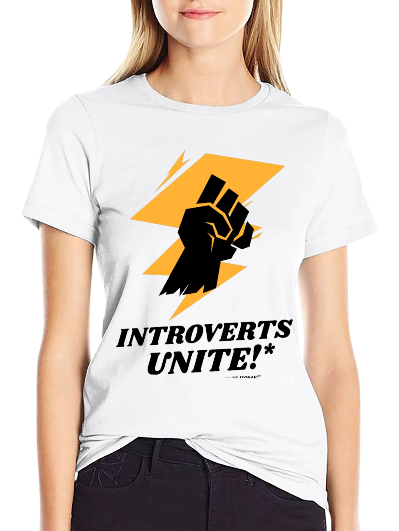 Introverts Unite Graphic Tee - Black Cotton T-Shirt
