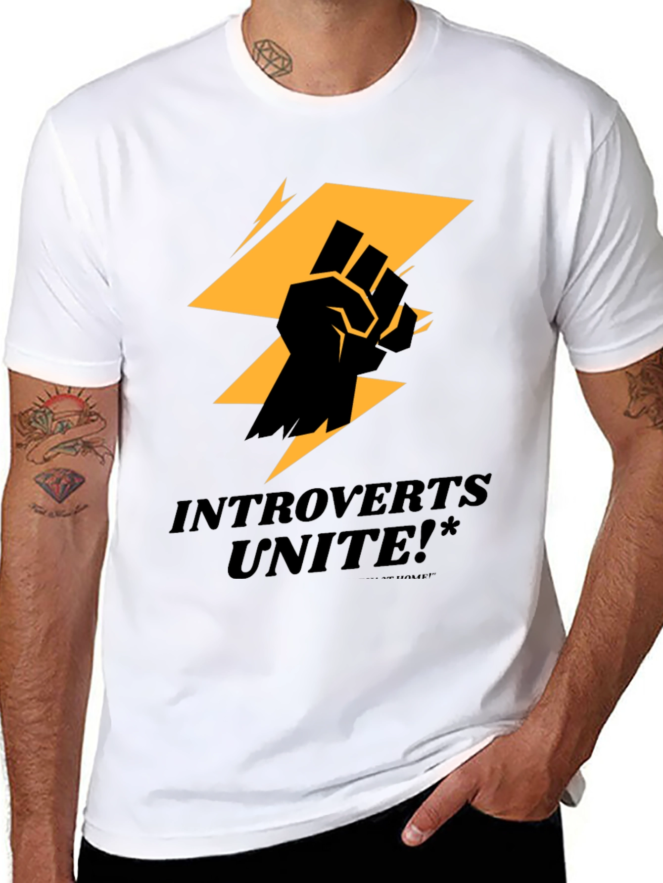 Introverts Unite Graphic Tee - Black Cotton T-Shirt