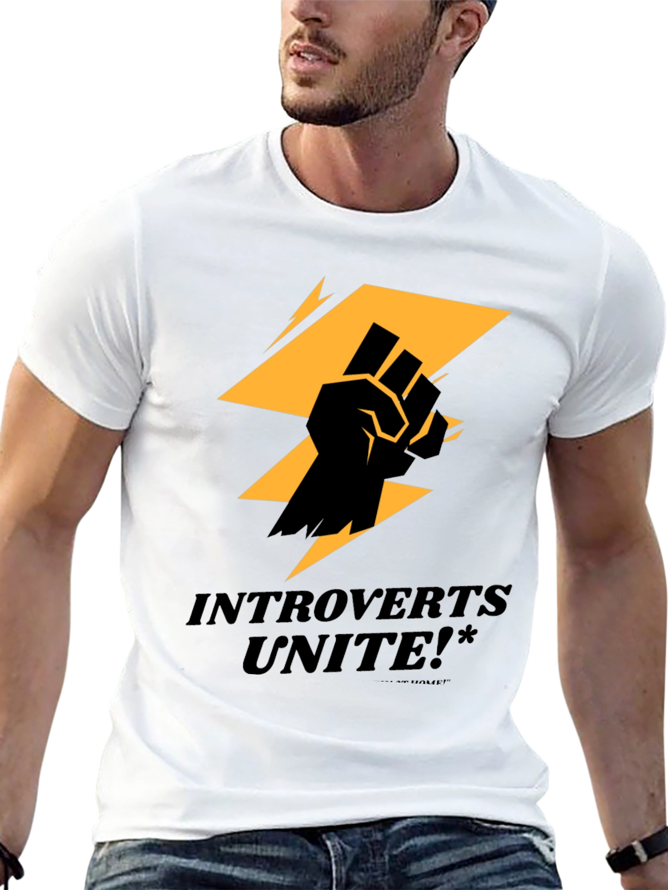 Introverts Unite Graphic Tee - Black Cotton T-Shirt