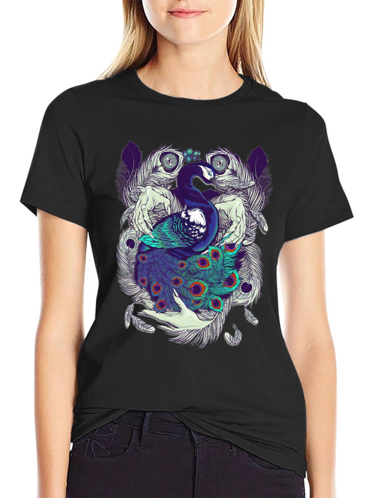 Peacock Feather Graphic Tee - Unique Design