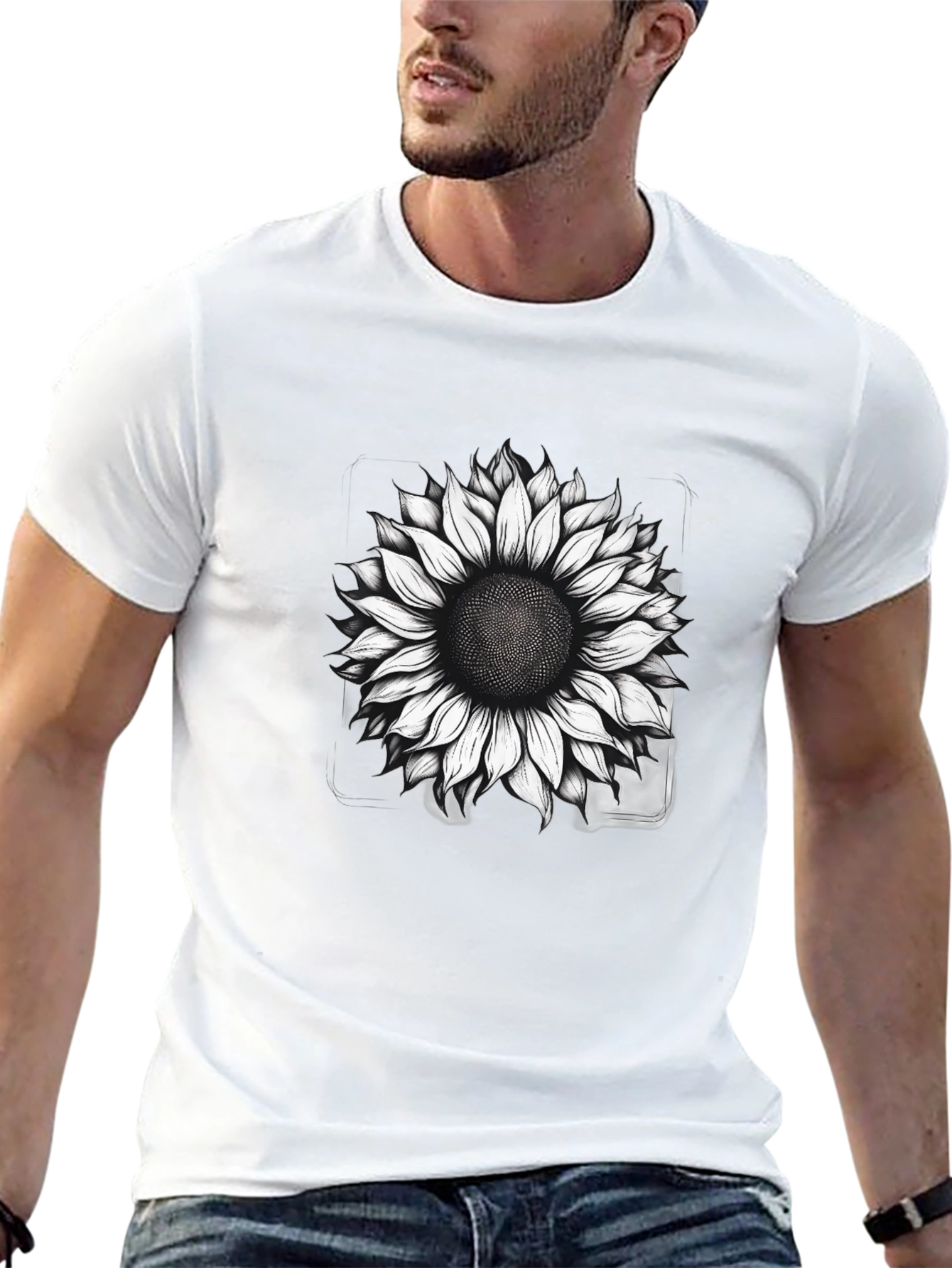 Sunflower Graphic Print T-Shirt - Black