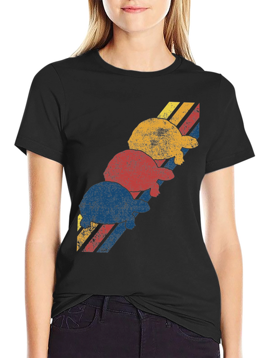 Retro Turtle Stack Graphic Tee - Black