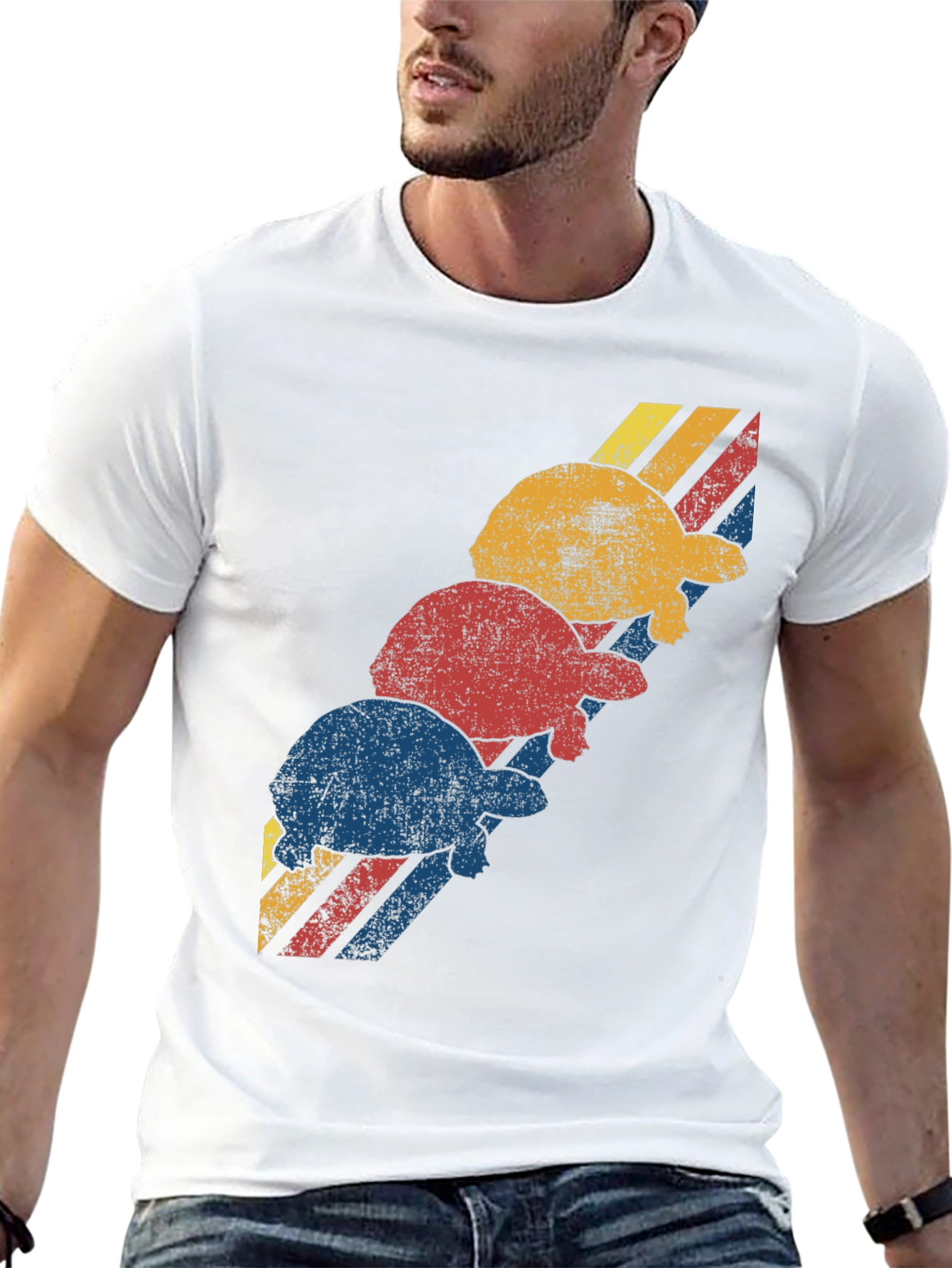 Retro Turtle Stack Graphic Tee - Black