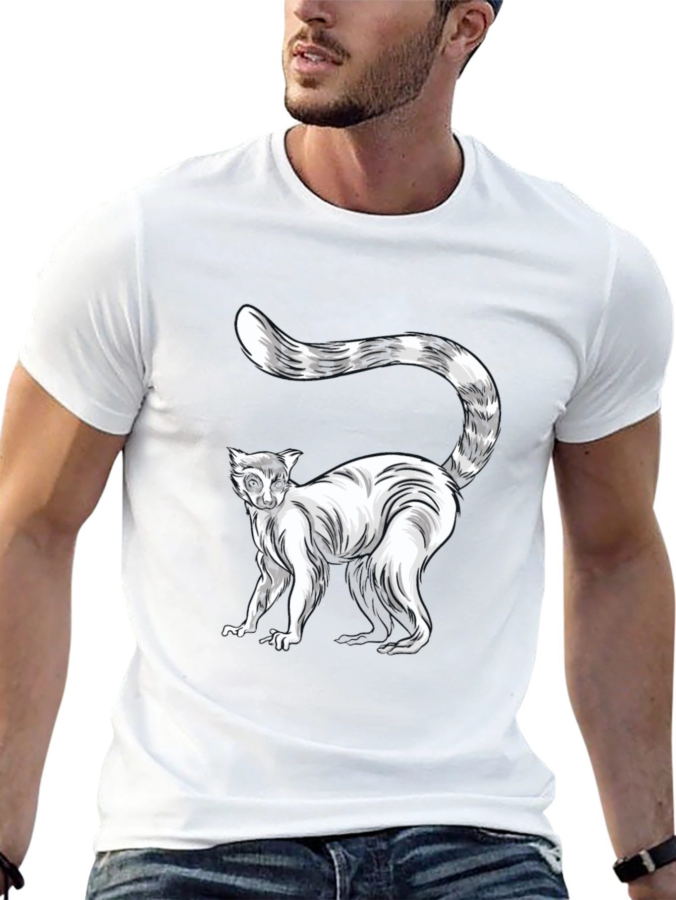 Ring-Tailed Lemur Graphic Tee - Black