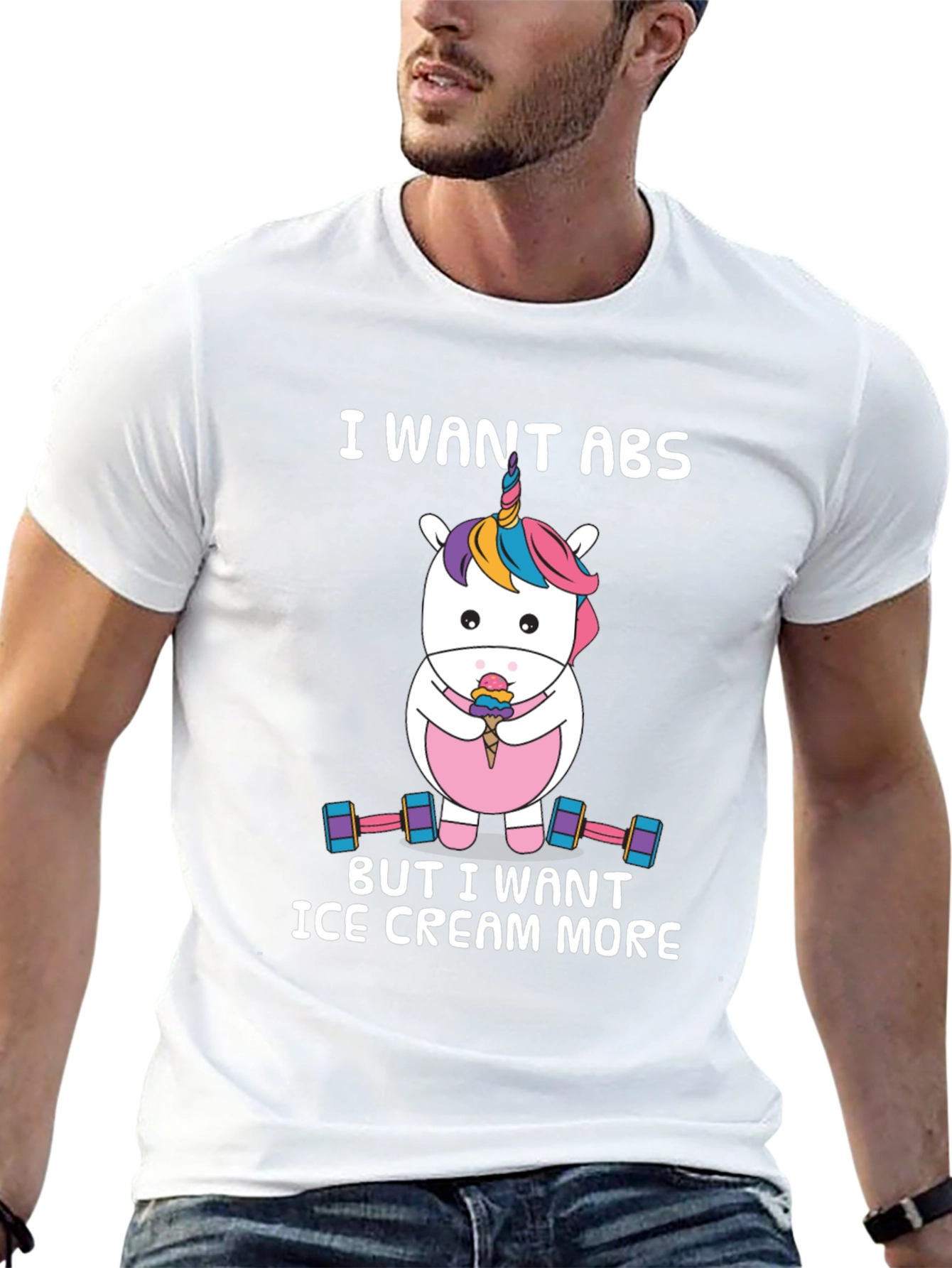 Funny Unicorn Abs Ice Cream T-Shirt
