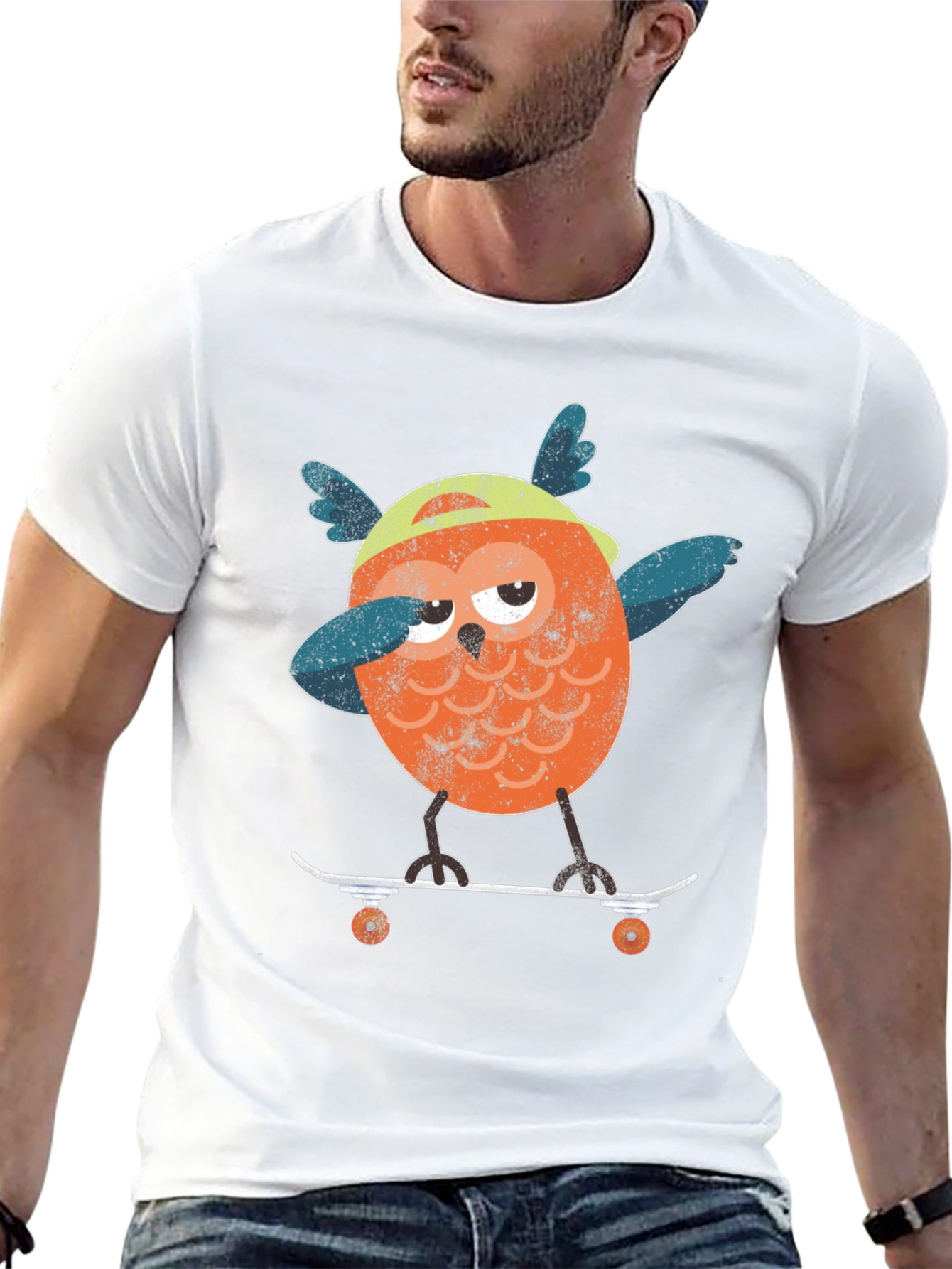 Skateboarding Owl Graphic T-Shirt