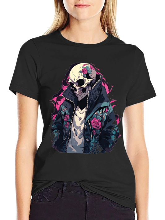 Skull Rose Jacket T-Shirt - Edgy Style