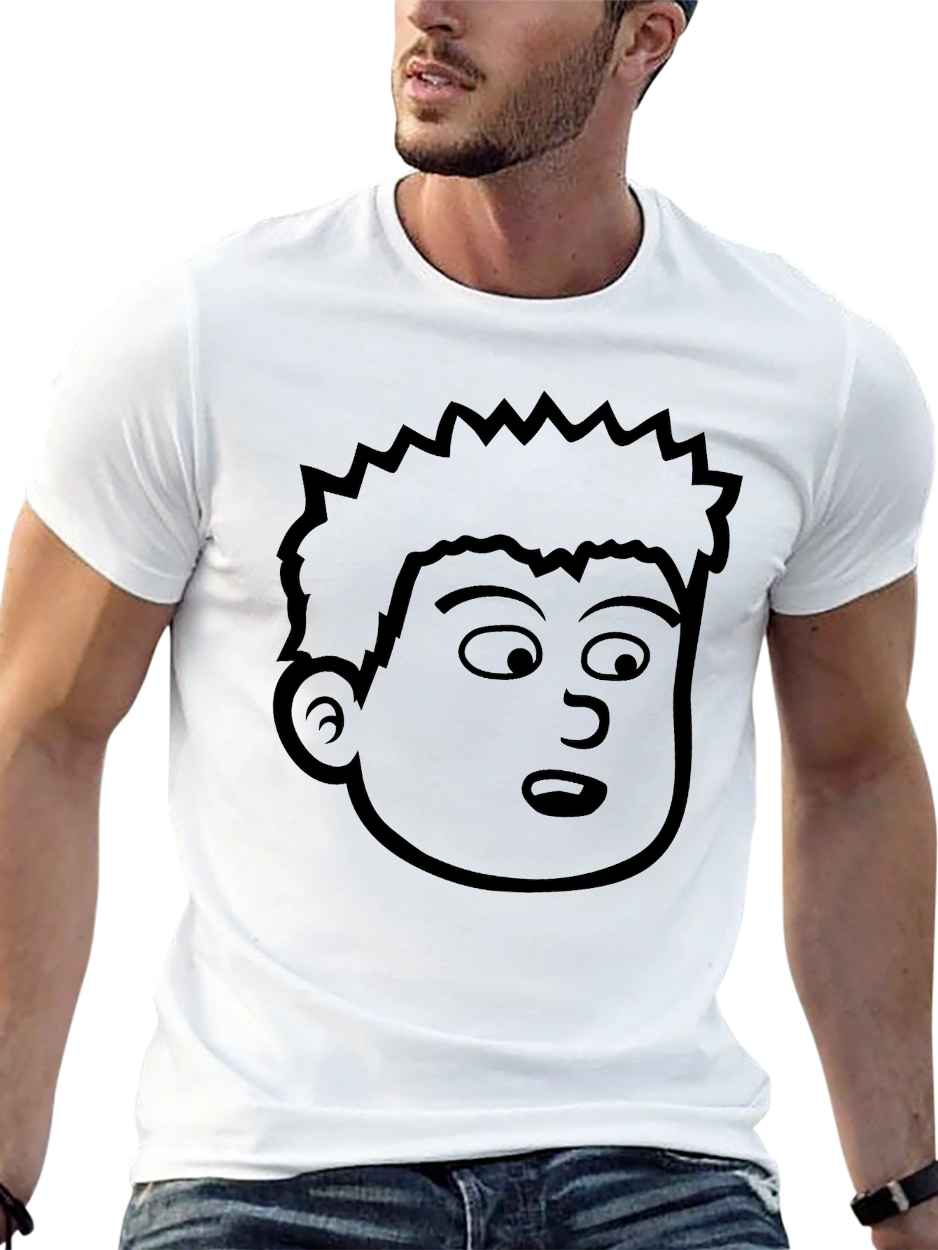 Cartoon Face Black T-Shirt