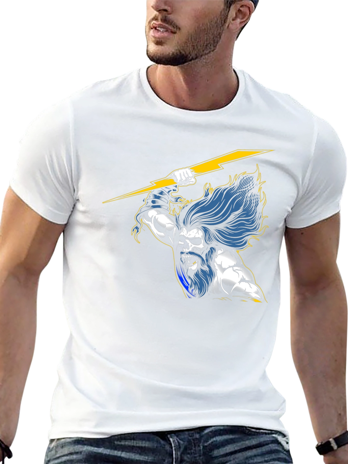 Zeus Lightning Bolt Graphic T-Shirt - Black