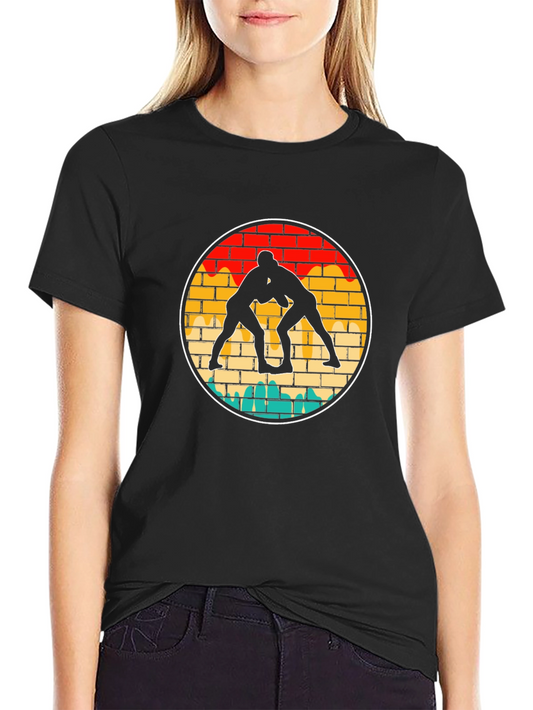 Wrestling Silhouette Graphic Tee - Black