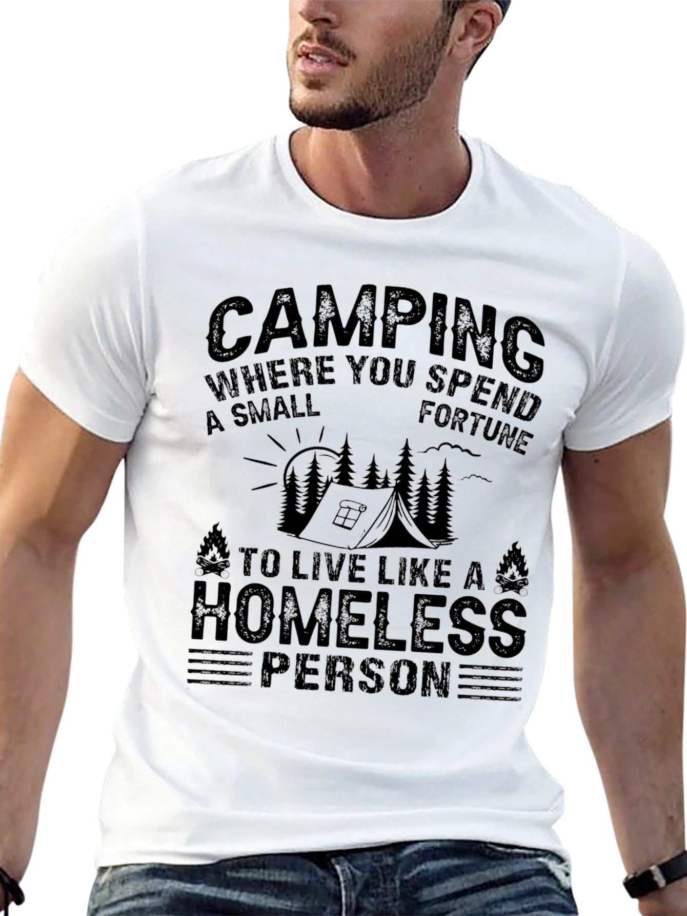 Camping Homeless Person Graphic T-Shirt