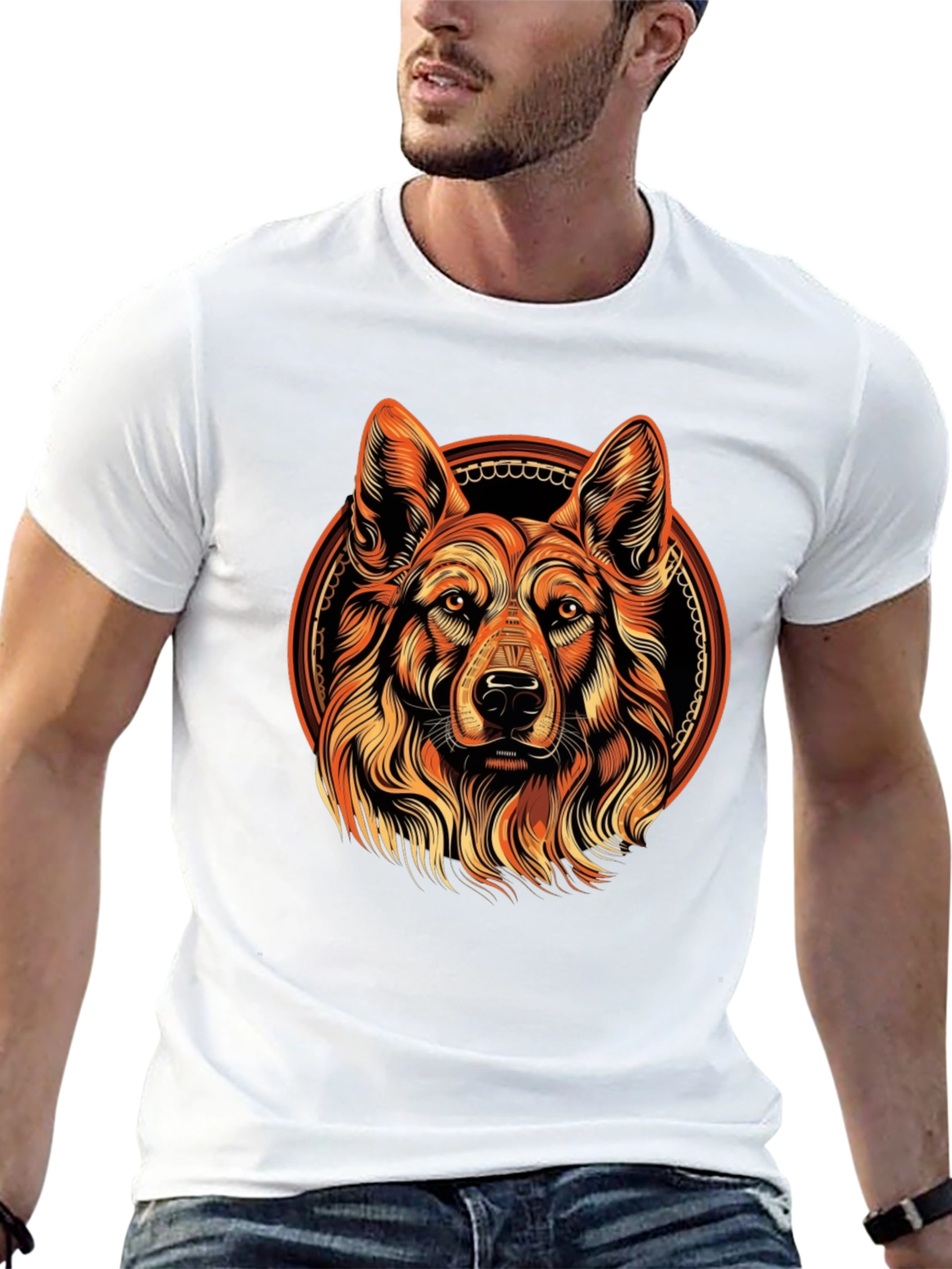 Dog Portrait Graphic Tee - Black
