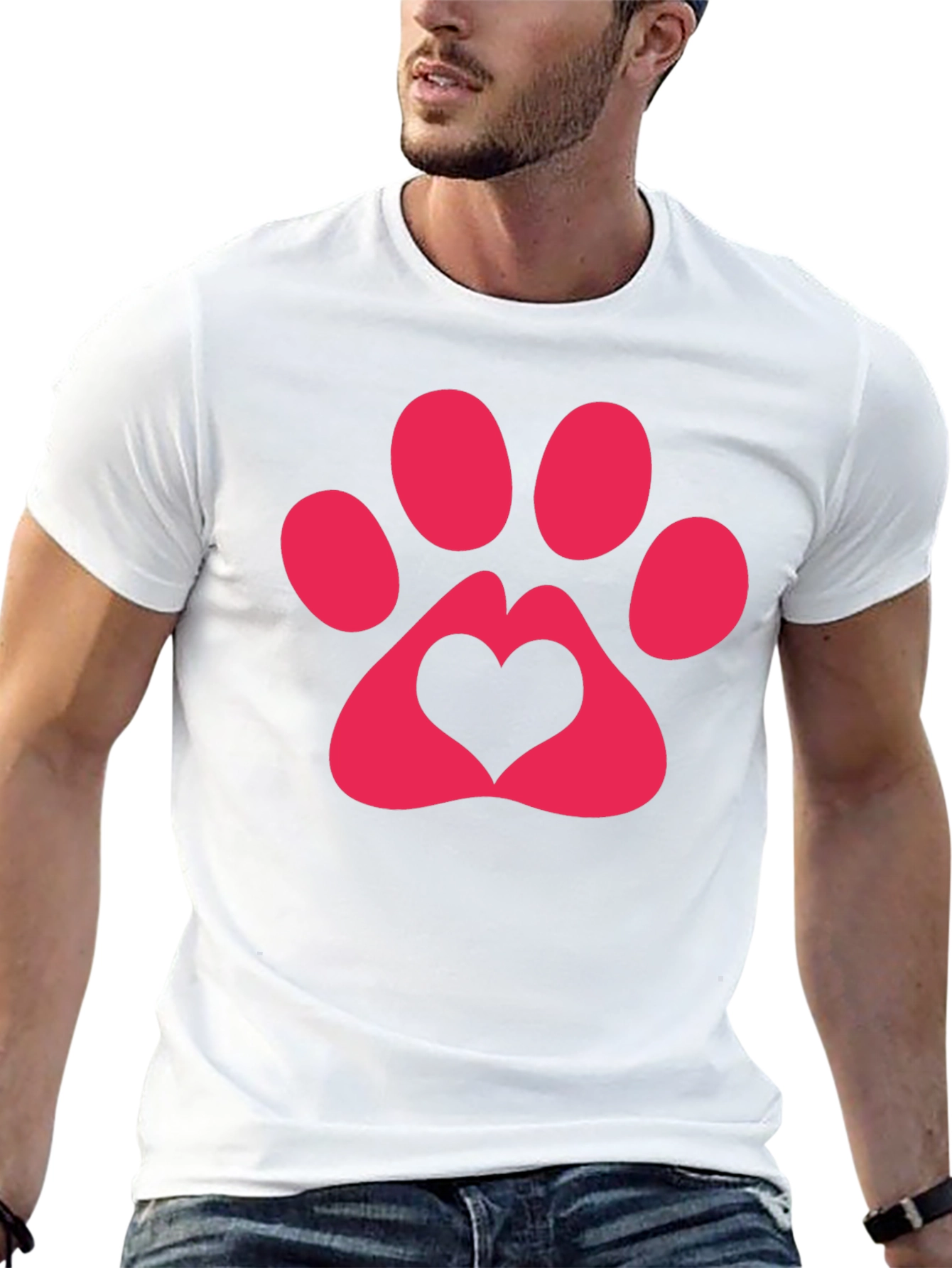 Heart Paw Print Graphic Tee - Black T-Shirt