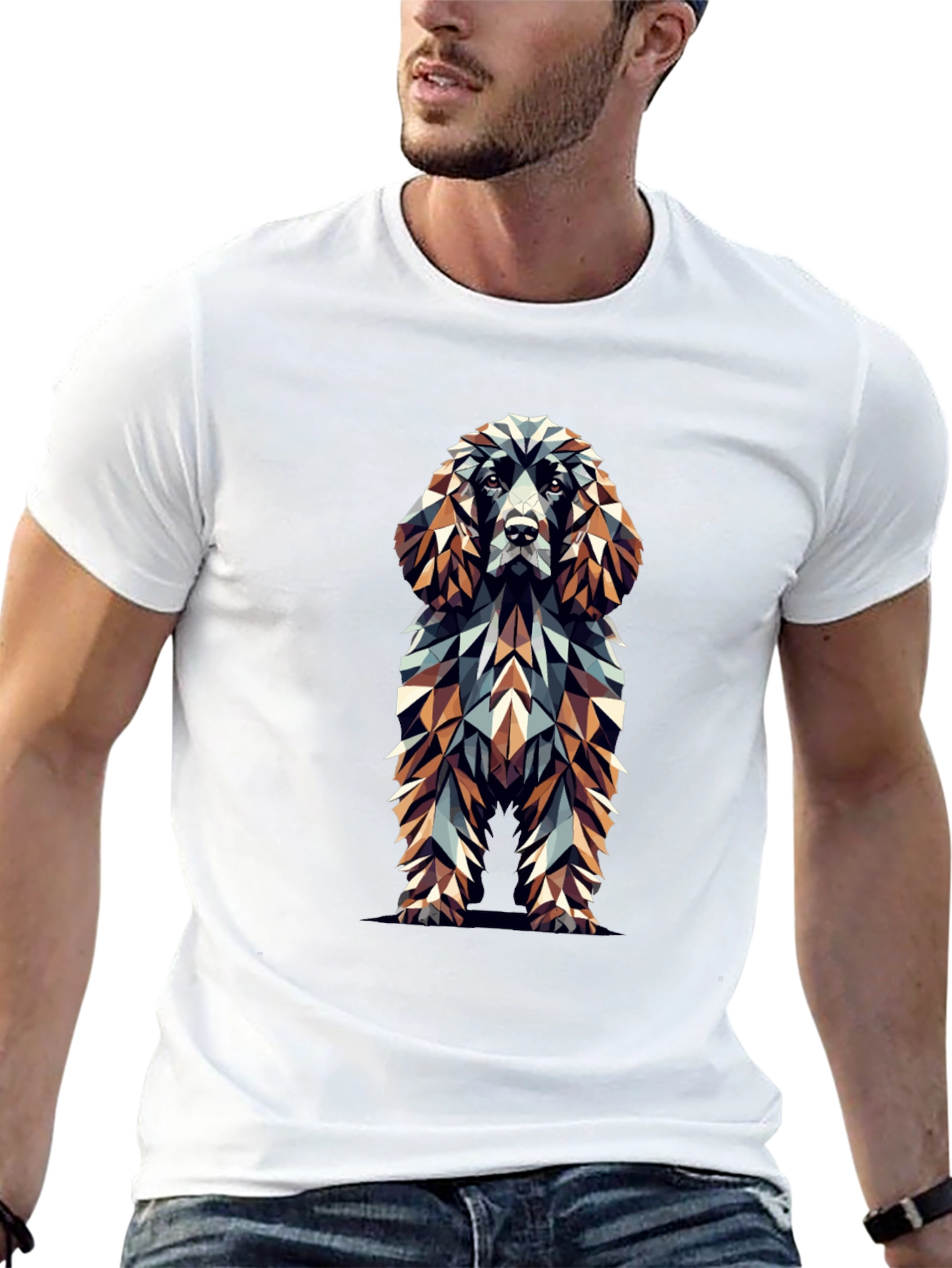 Geometric Dog Graphic Black T-Shirt