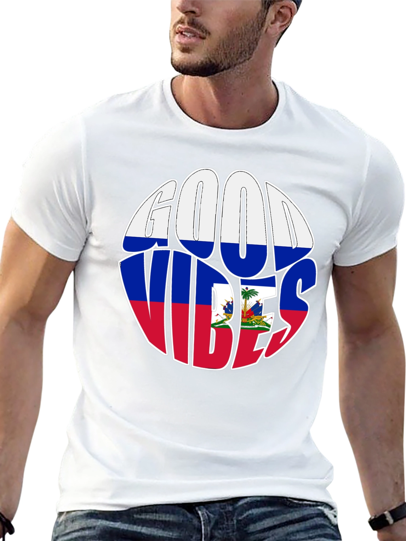 Haiti Flag Good Vibes T-Shirt