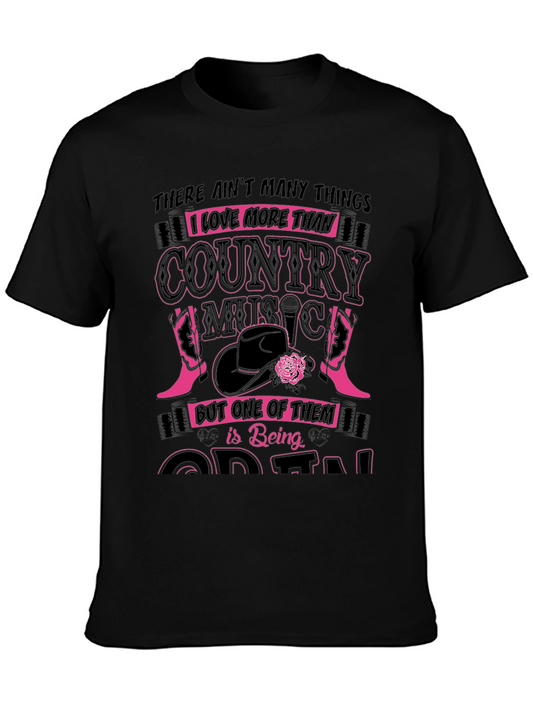 Country Music Lover Graphic Tee - Black