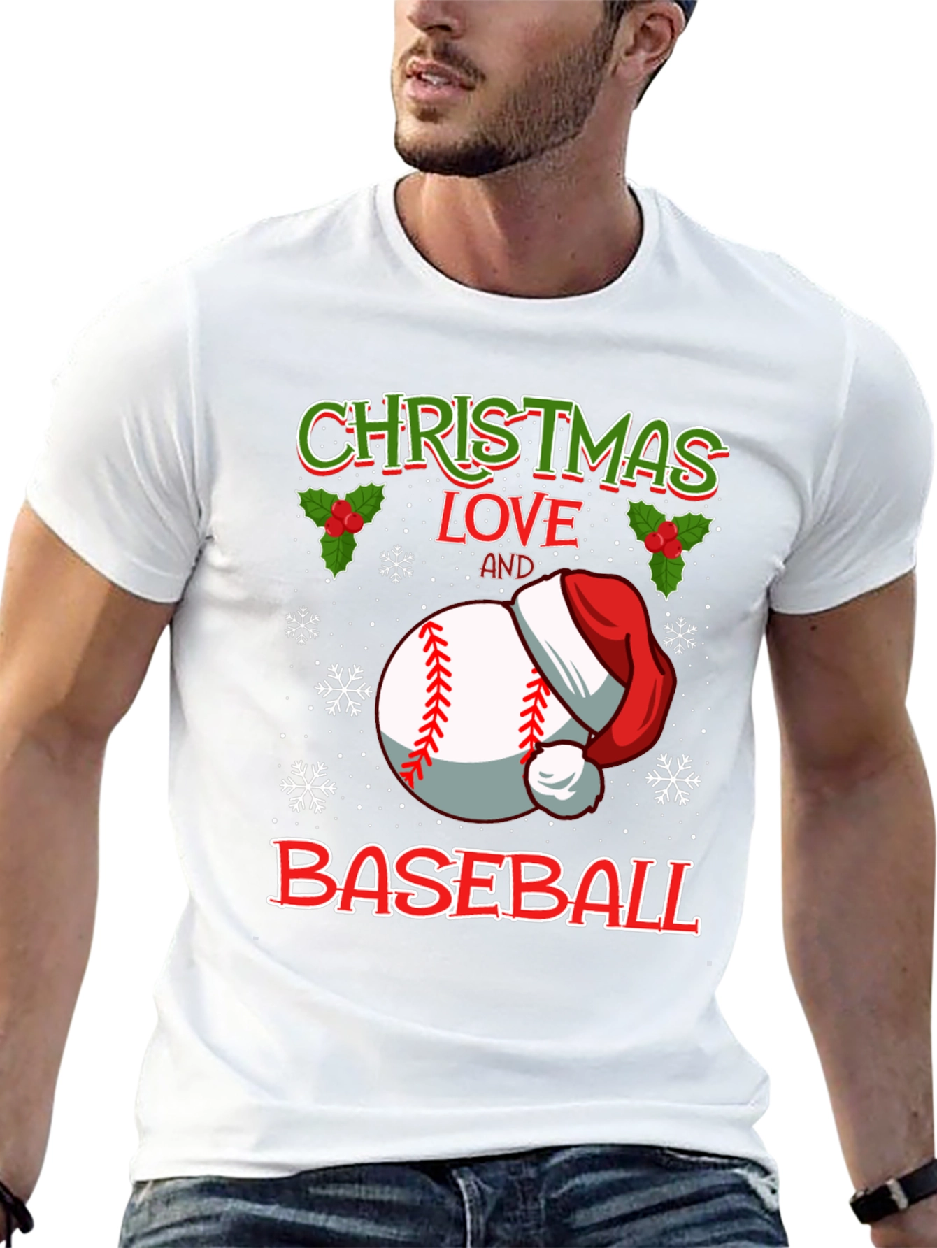 Christmas Baseball Love Graphic T-Shirt
