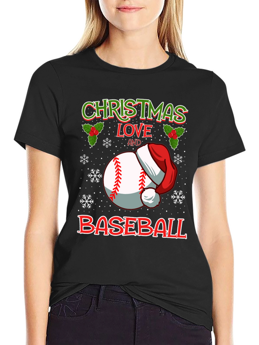 Christmas Baseball Love Graphic T-Shirt
