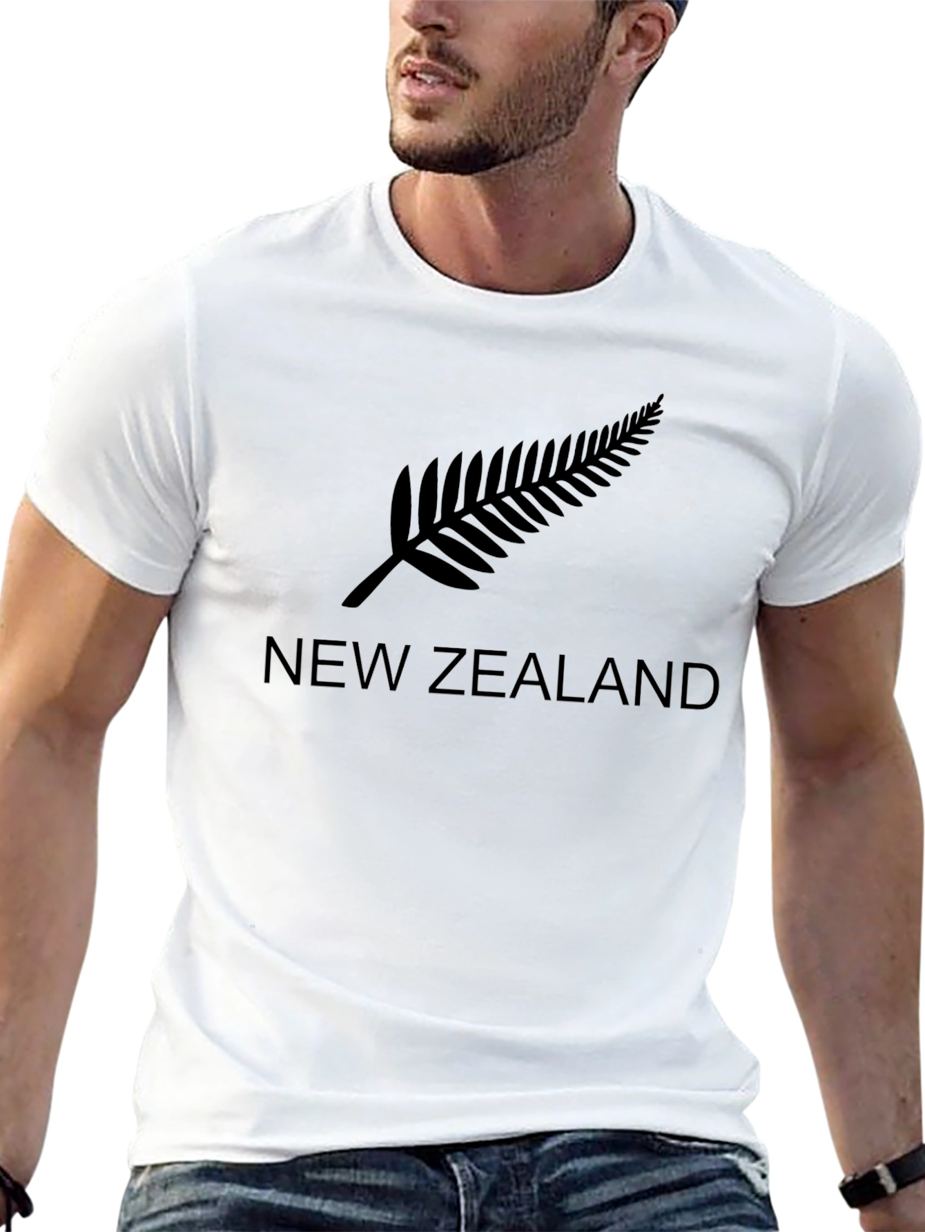 New Zealand Fern Print Black T-Shirt