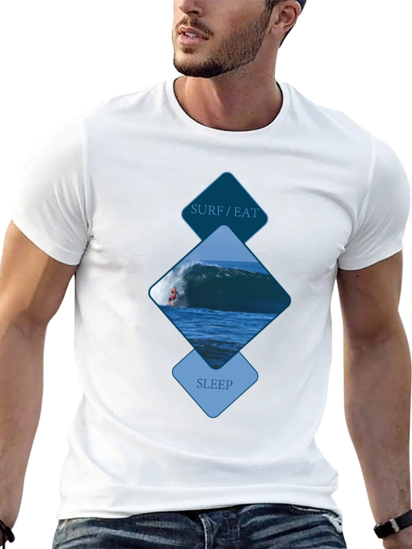 Surf/Eat/Sleep Graphic Tee - Black Cotton Shirt