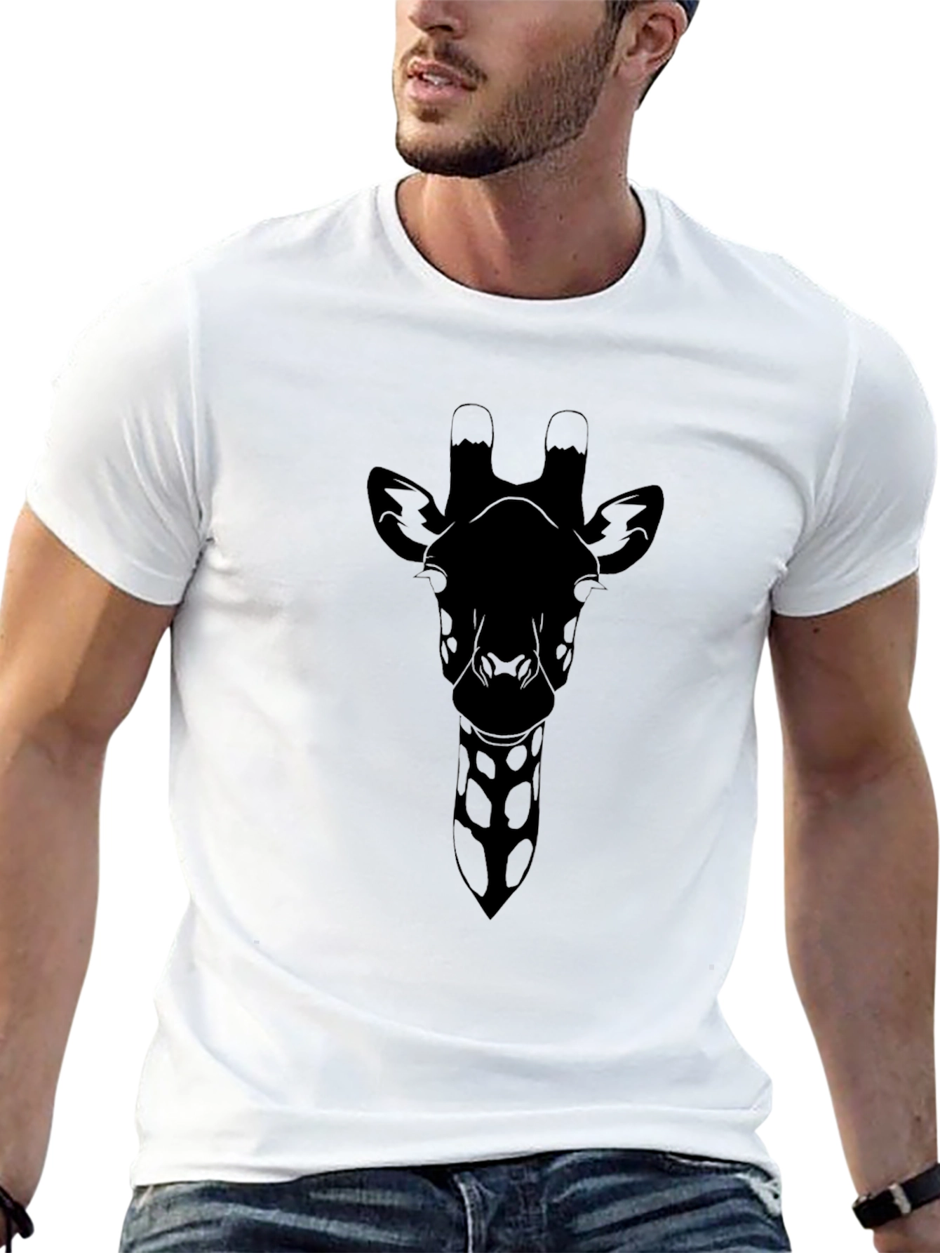 Giraffe Silhouette Graphic Tee - Black T-Shirt