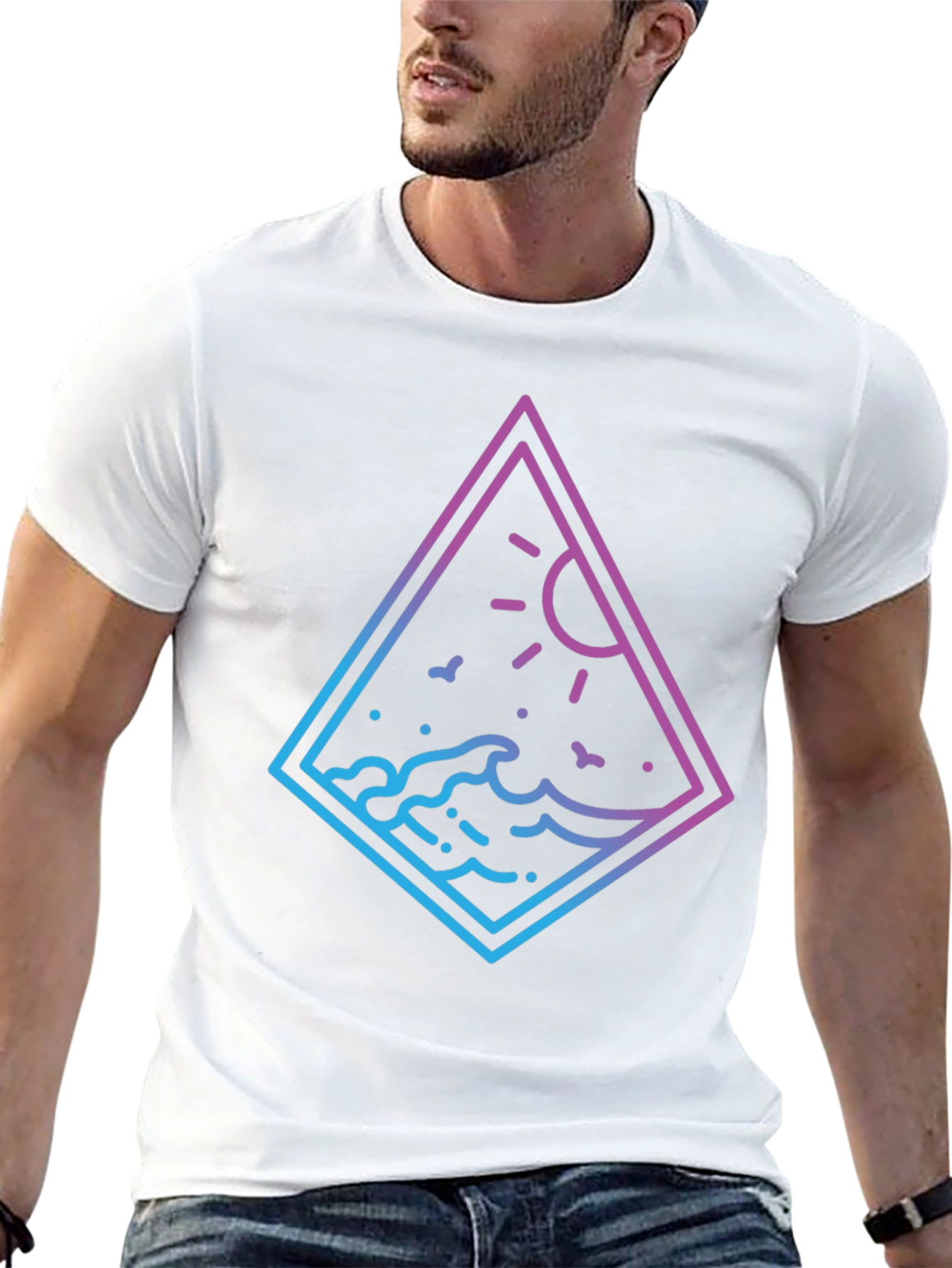Ocean Wave Graphic Tee - Gradient Design