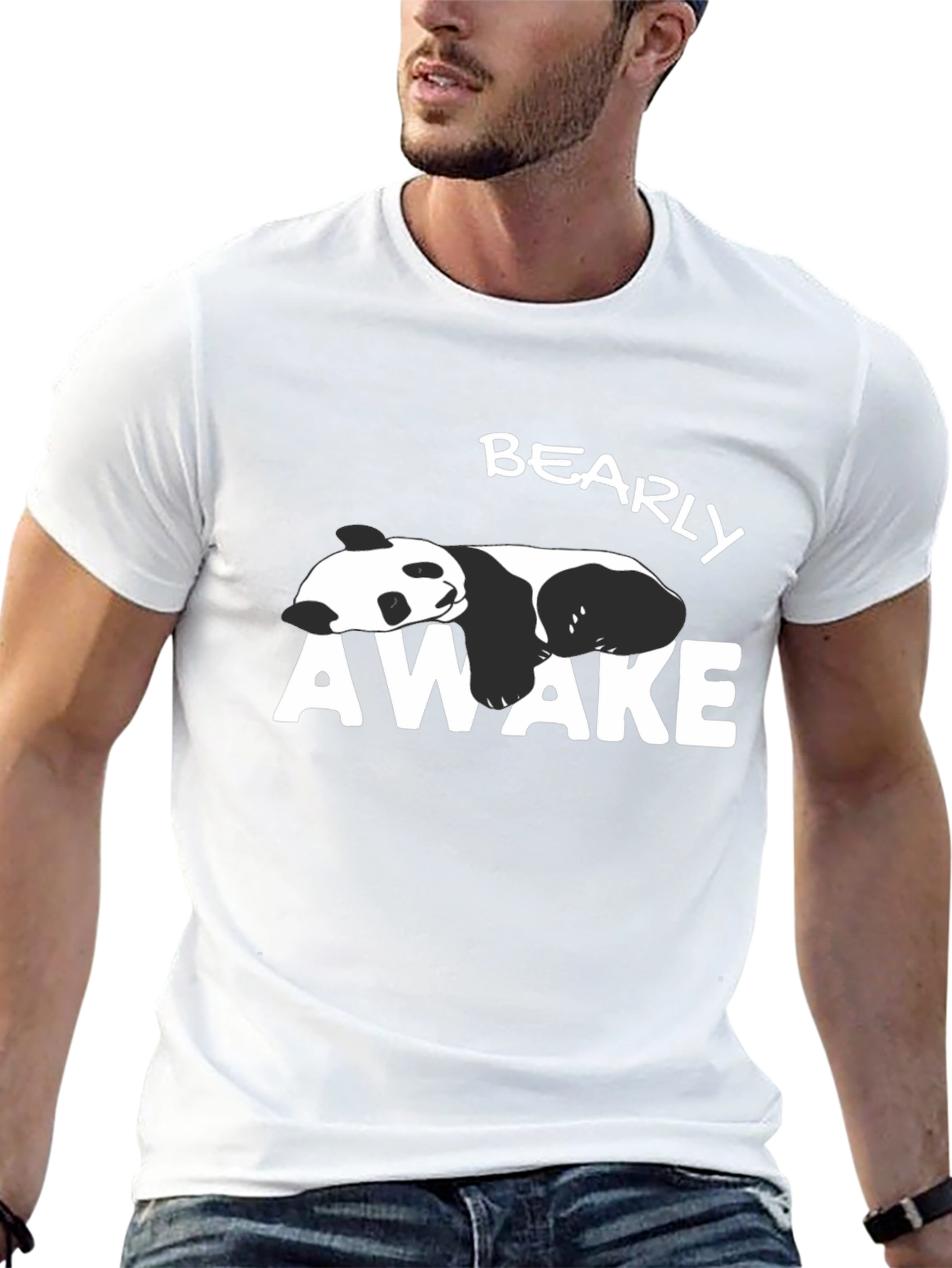 Bearly Awake Panda Graphic T-Shirt - Black