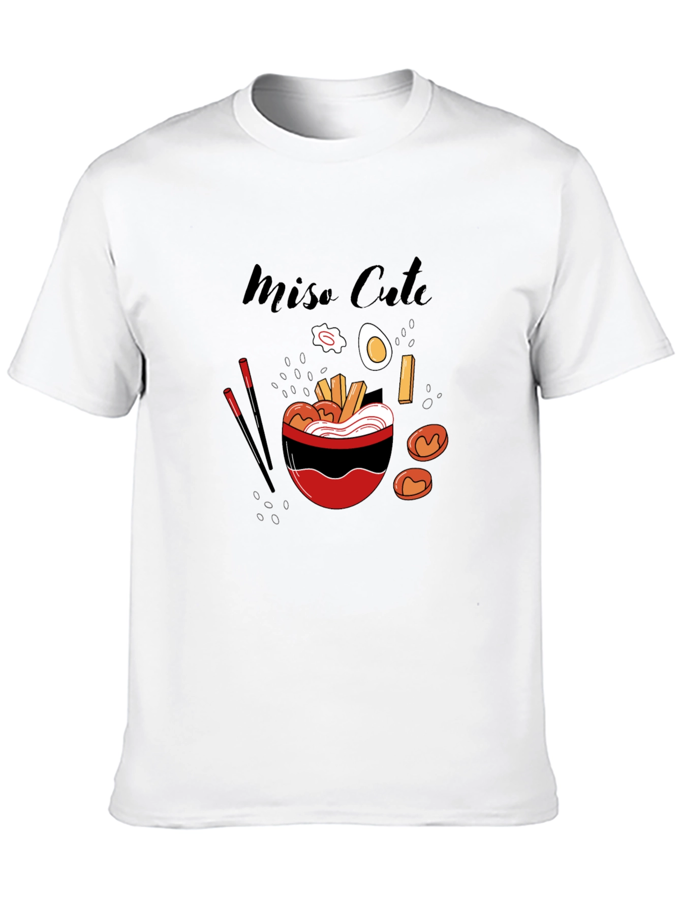 Miso Cute Ramen Graphic T-Shirt - Black