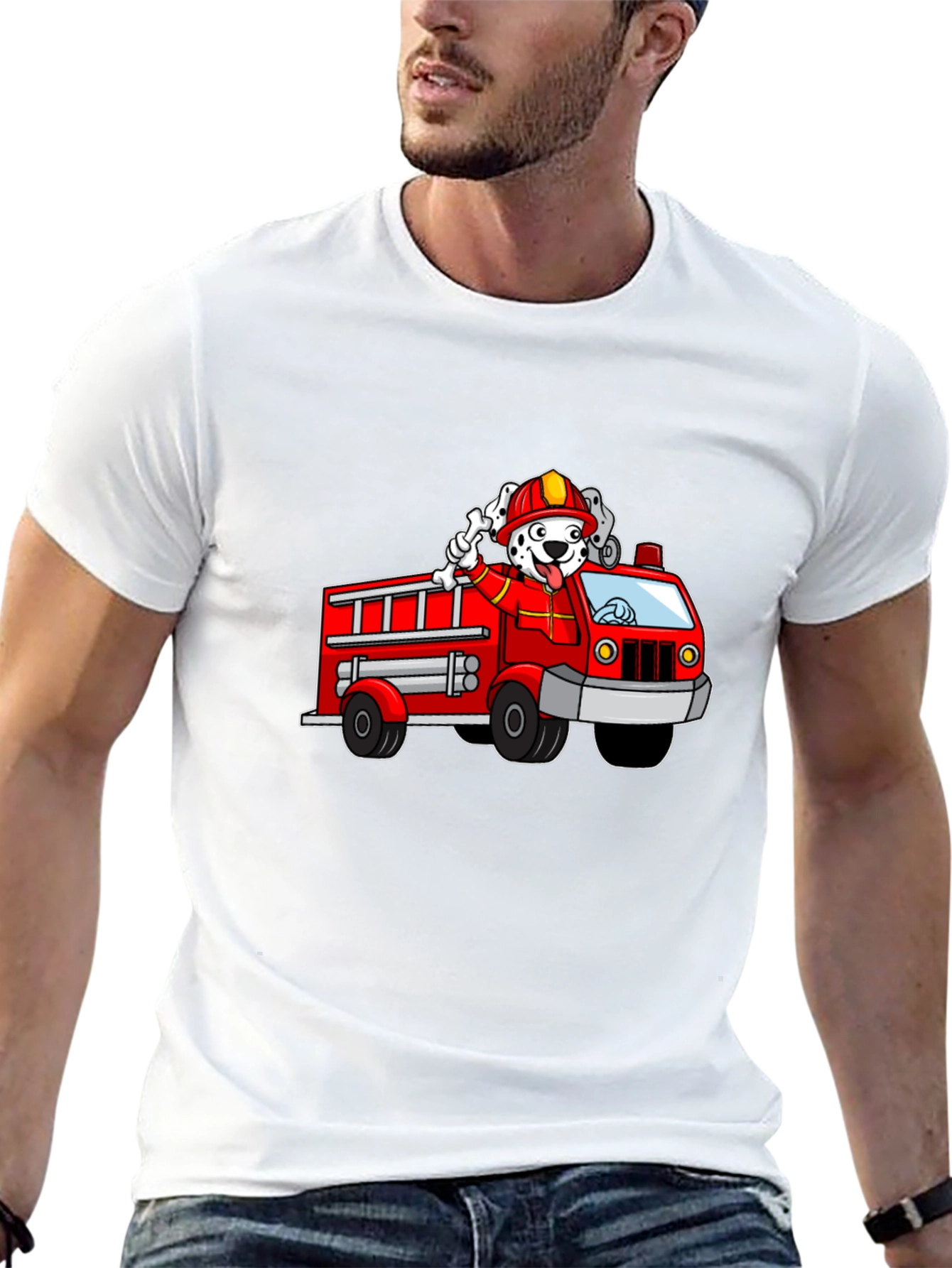 Dalmatian Firefighter T-Shirt - Kids Cartoon Design