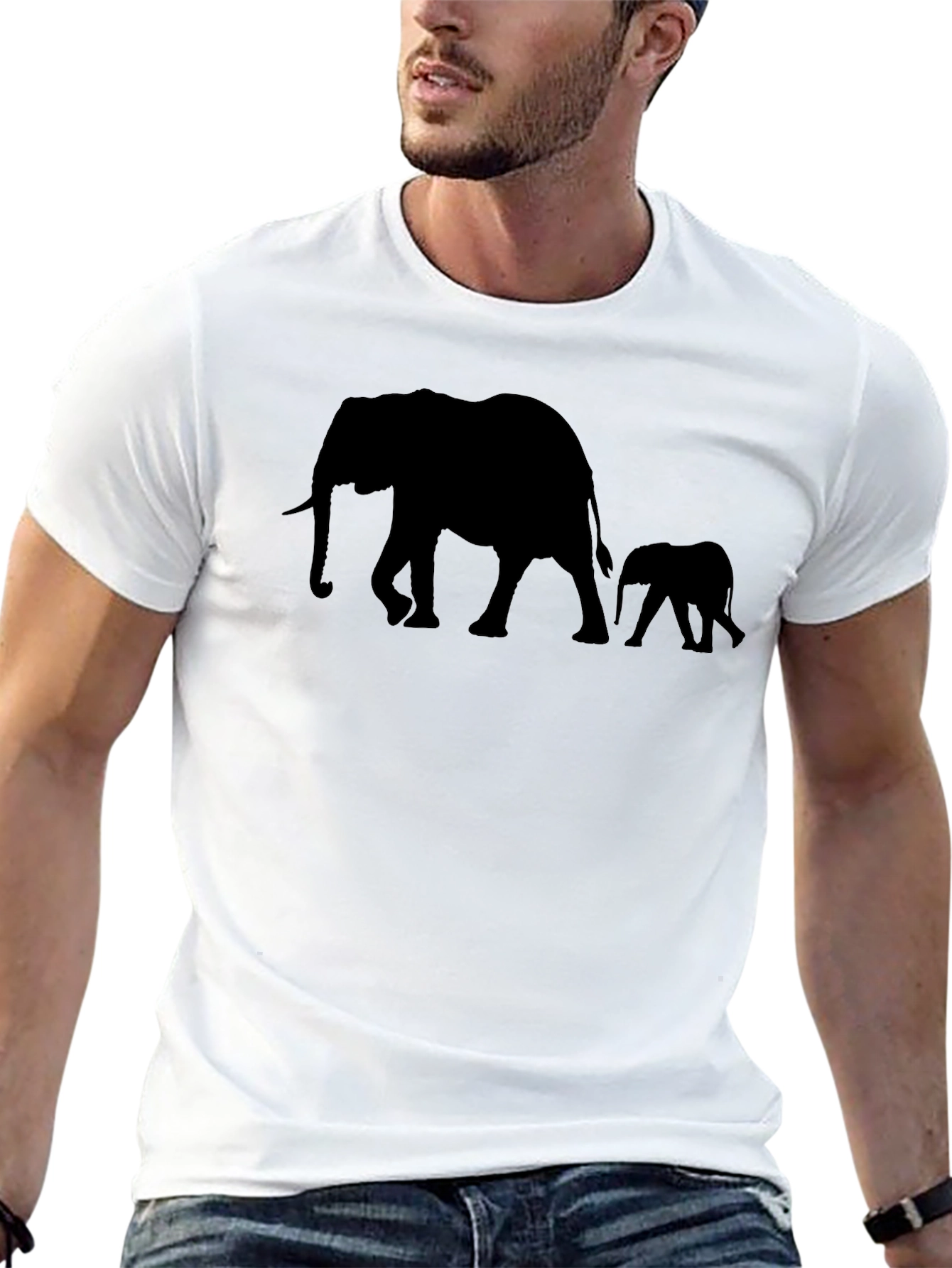 Elephant Family Silhouette Graphic Tee