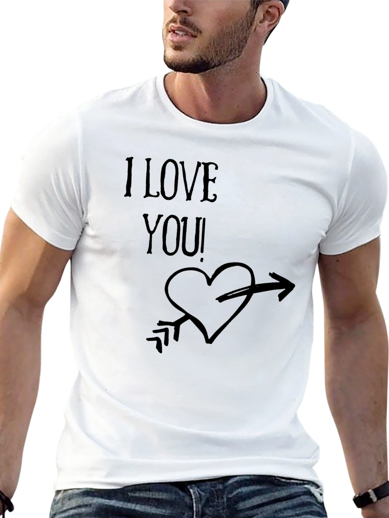 I Love You! Graphic Print Mens Black T-Shirt