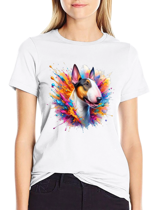 Bull Terrier Splash Art Black Tee