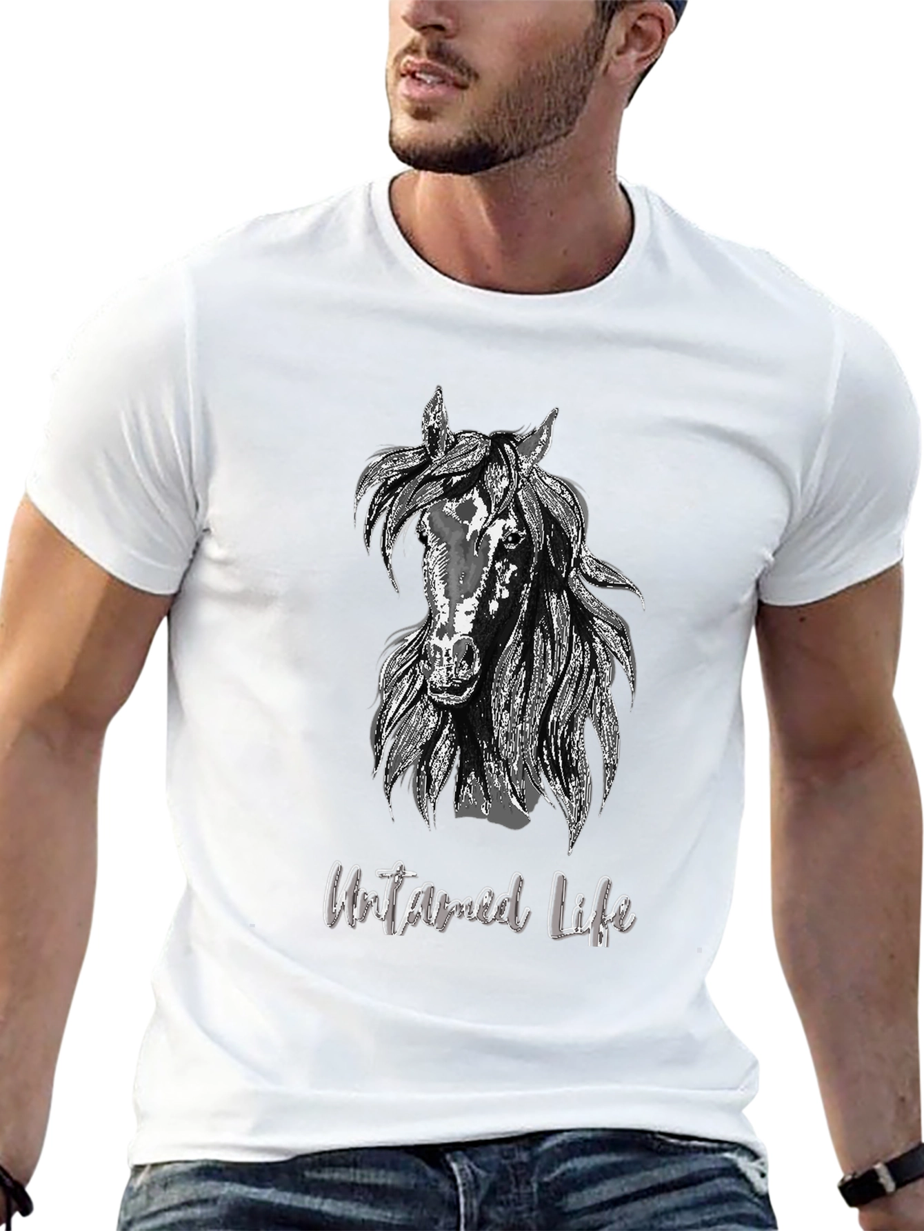 Untamed Life Horse Graphic Tee - Black