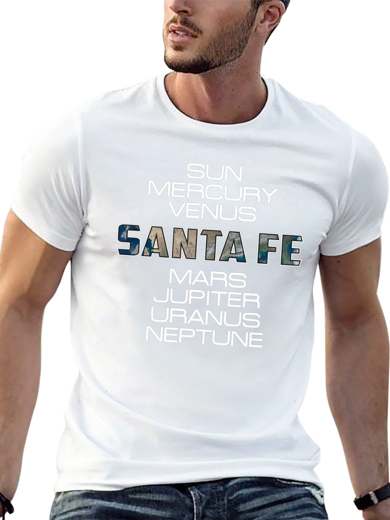 Santa Fe Planets Graphic Tee - Black Cotton T-Shirt