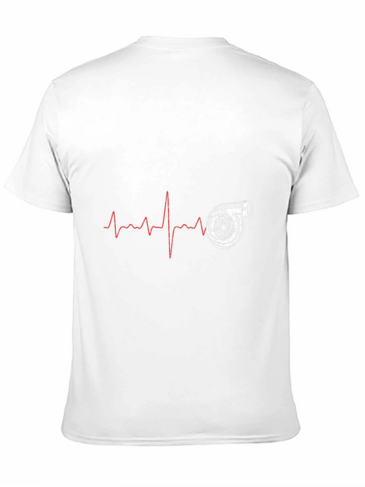Turbo Heartbeat Black T-Shirt - Automotive Enthusiast Design