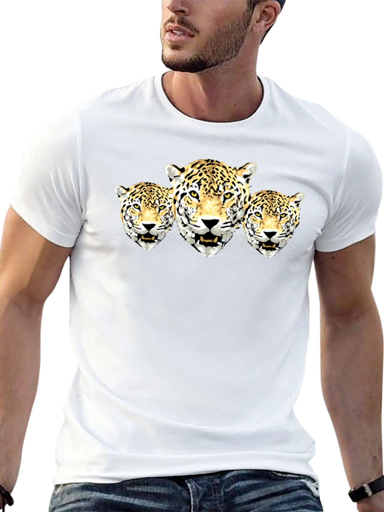 Jaguar Trio Graphic Tee - Black Cotton Shirt