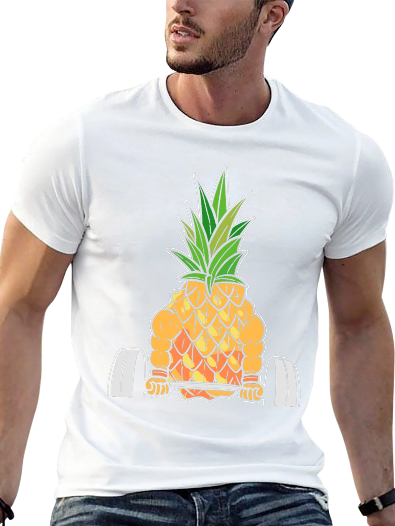 Funny Pineapple Bodybuilder Graphic T-Shirt
