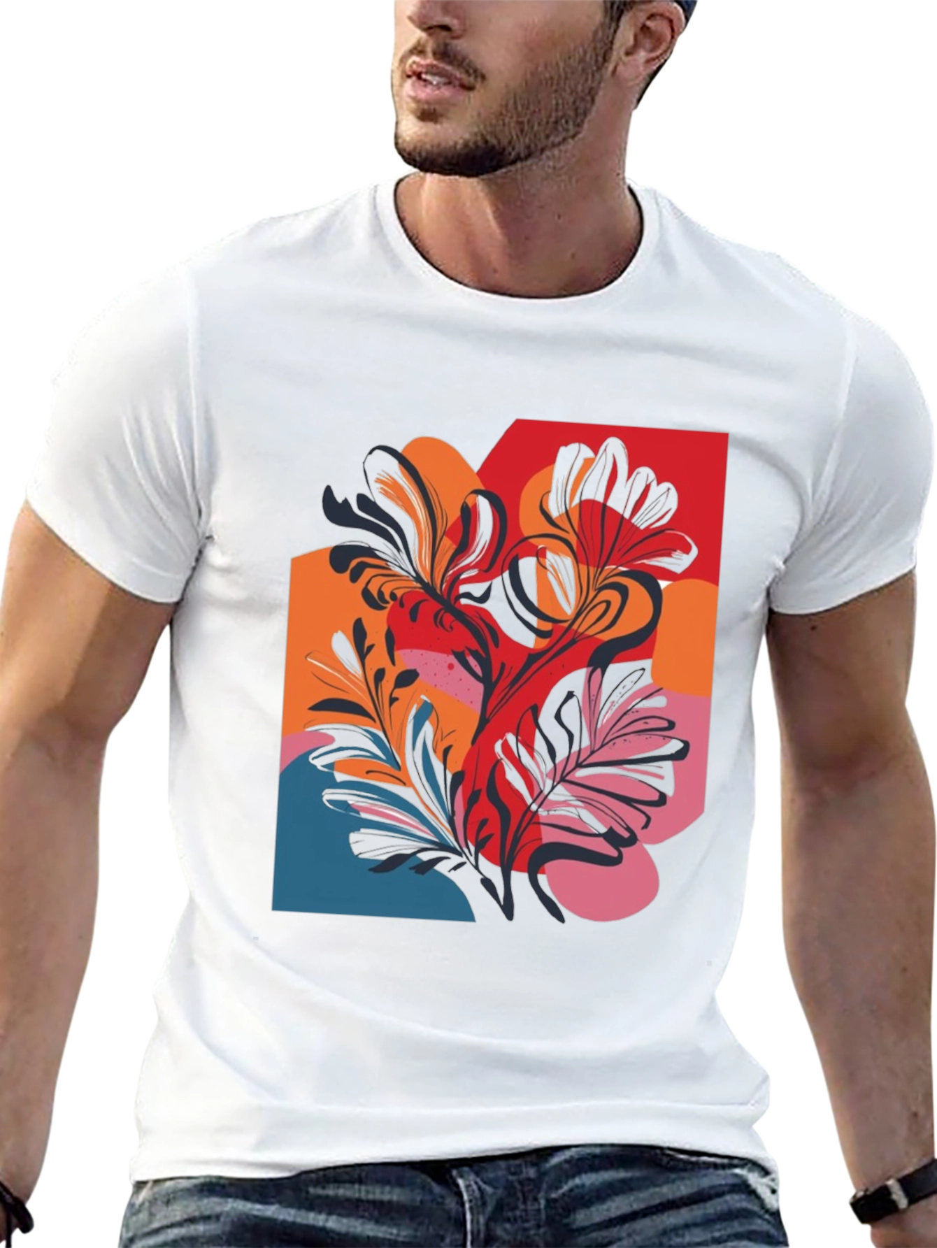 Floral Abstract Graphic Black T-Shirt